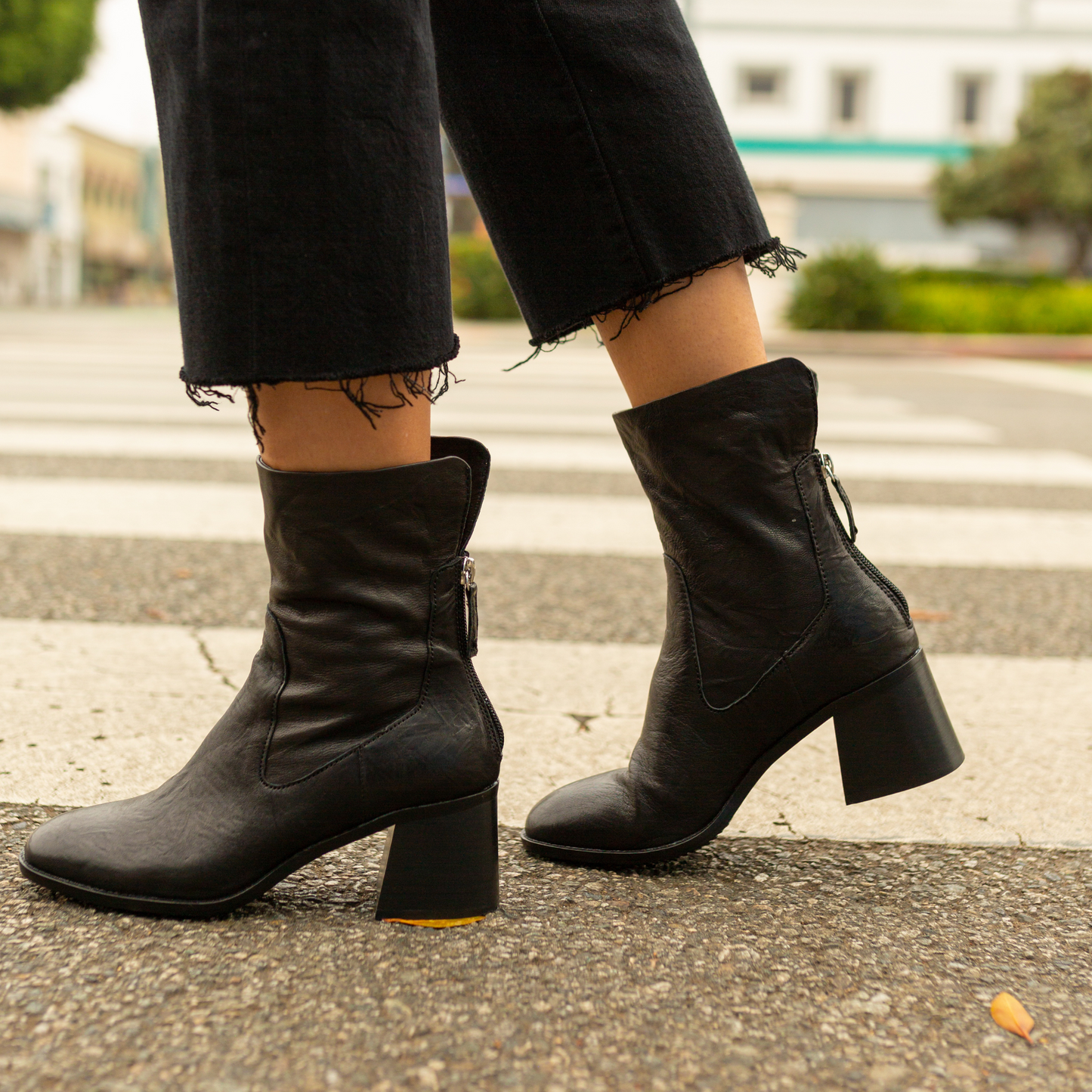 Island Black Leather Booties