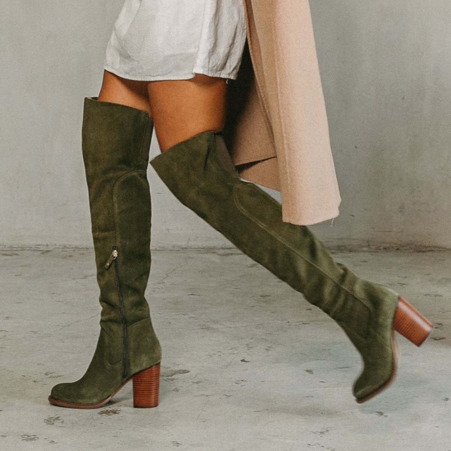 Logan Olive Over The Knee Boots