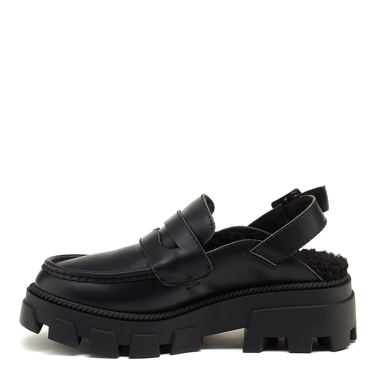 bowery black lug sole loafer, sole and heel construction detail, Kelsi Dagger Brooklyn