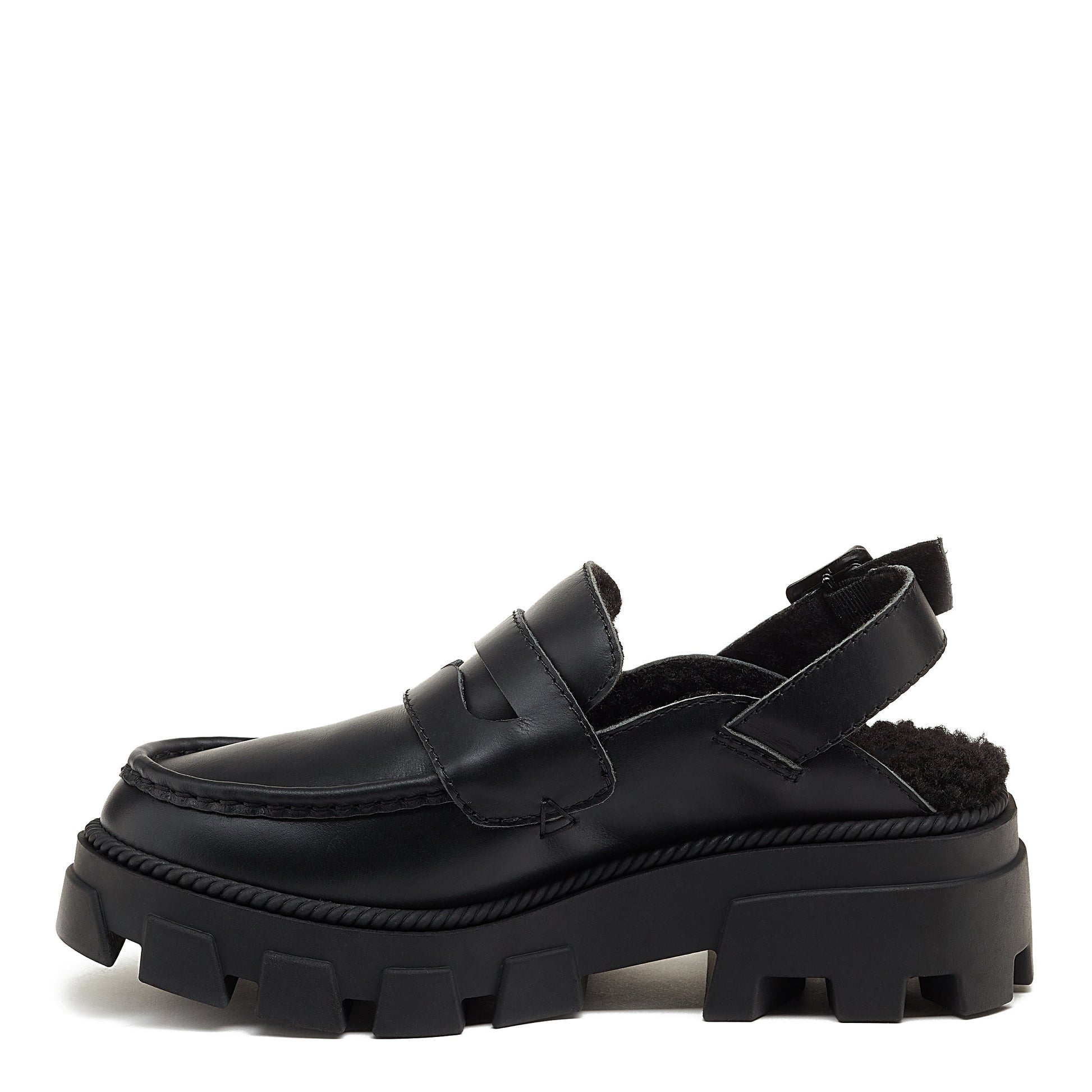 bowery black lug sole loafer, sole and heel construction detail, Kelsi Dagger Brooklyn