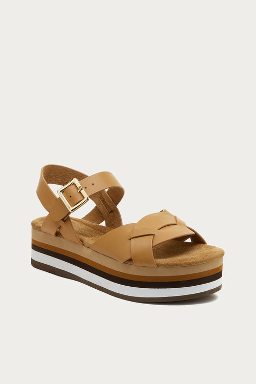 Breeze Tan Tricolor Platform Sandals