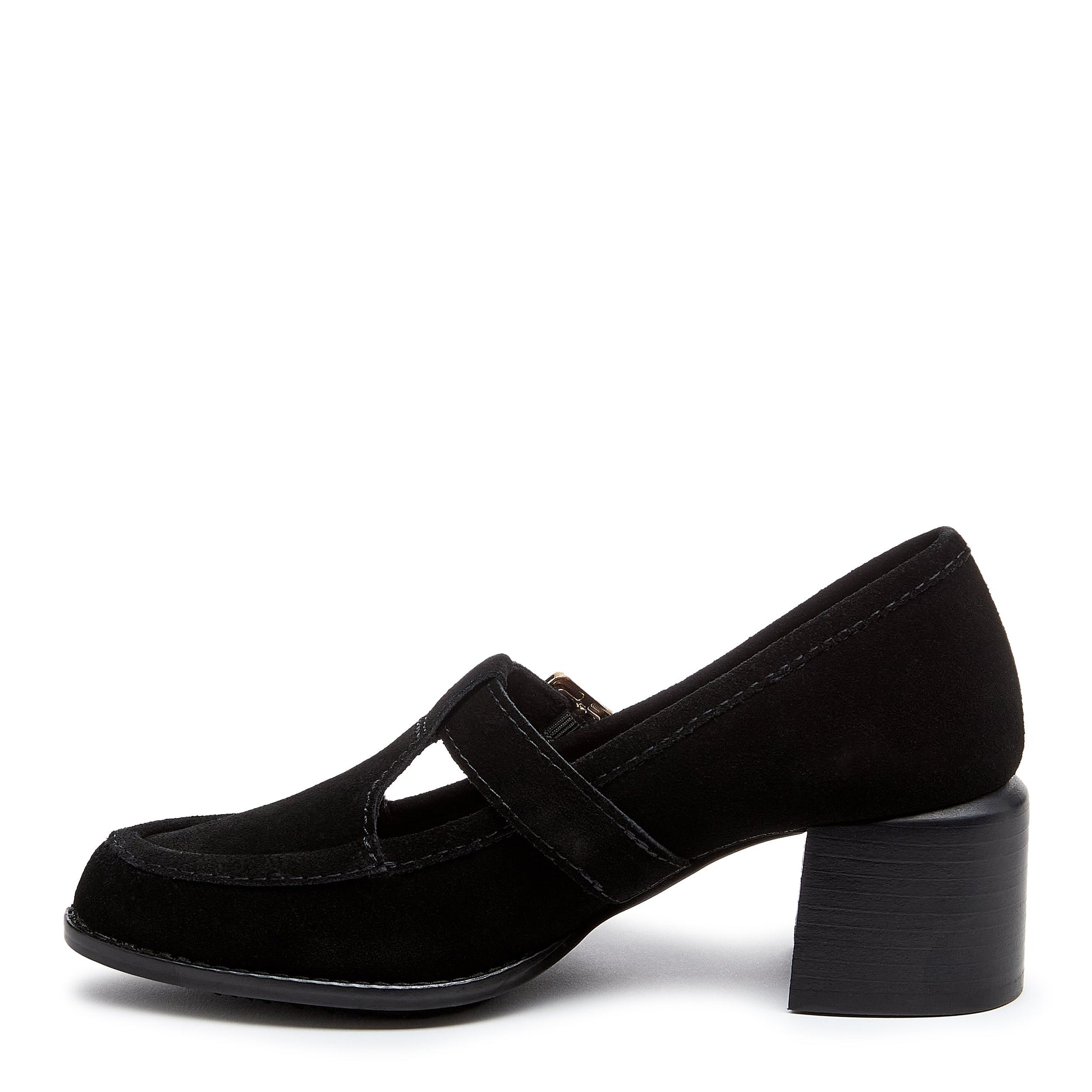 Caleb Black T-Strap Mary Jane Heel | Recycled Rubber + CityTrek Traction outsole | 2.24 inches - Low, comfortable block heel heel | Kelsi Dagger Brooklyn