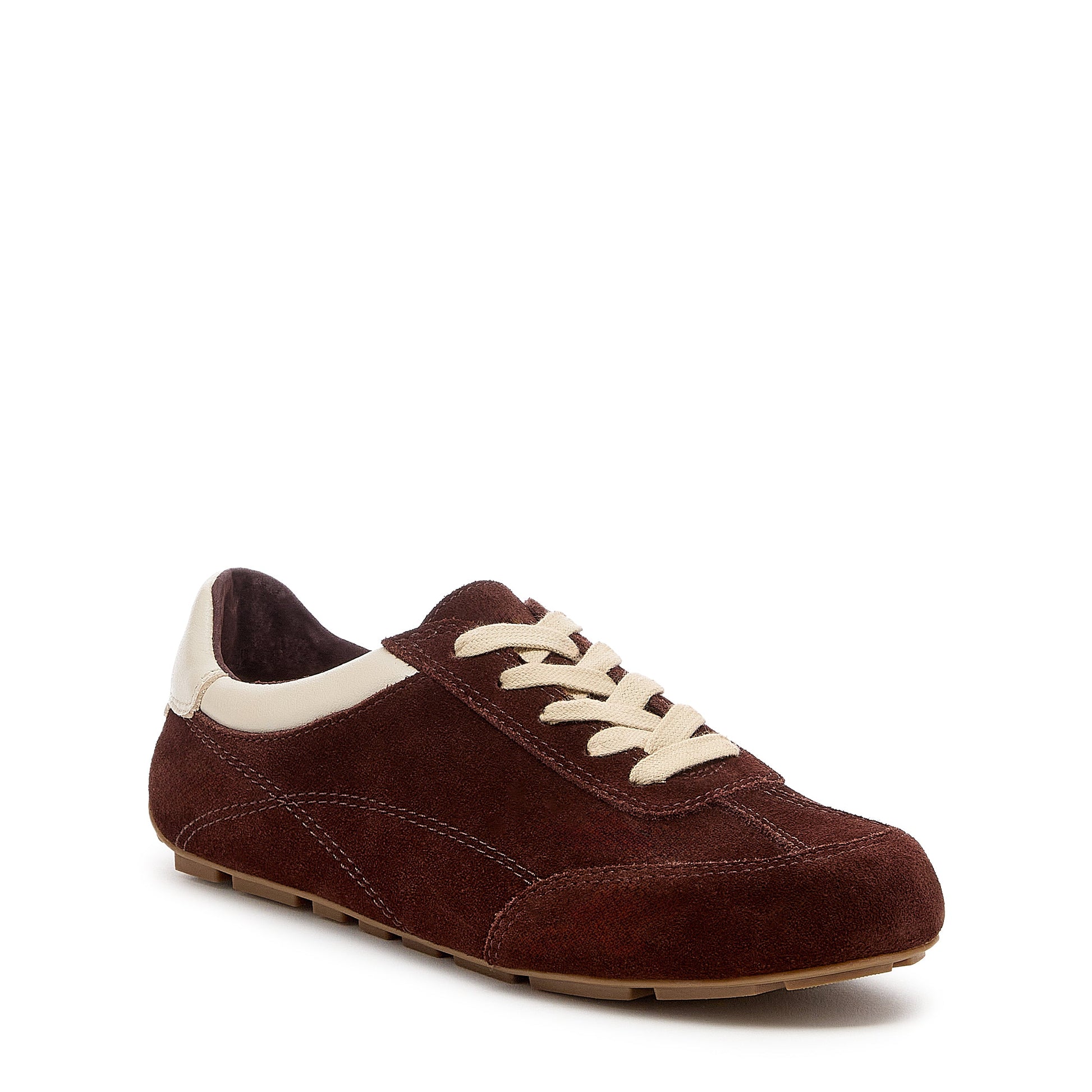 darby brown suede sneakers, suede sneakers from alternate angle, Kelsi Dagger Brooklyn
