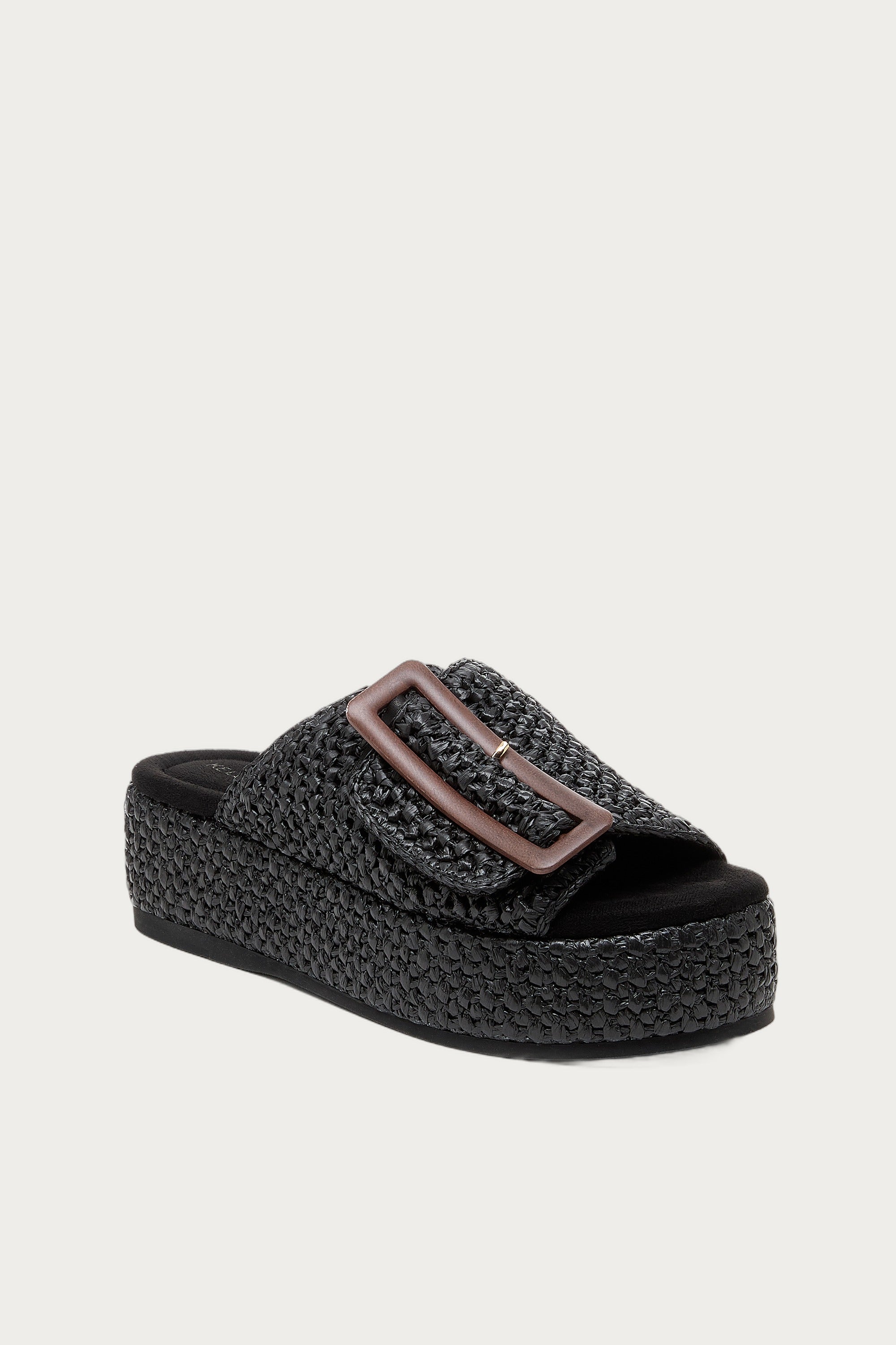 Dover Black Raffia Platform Sandals