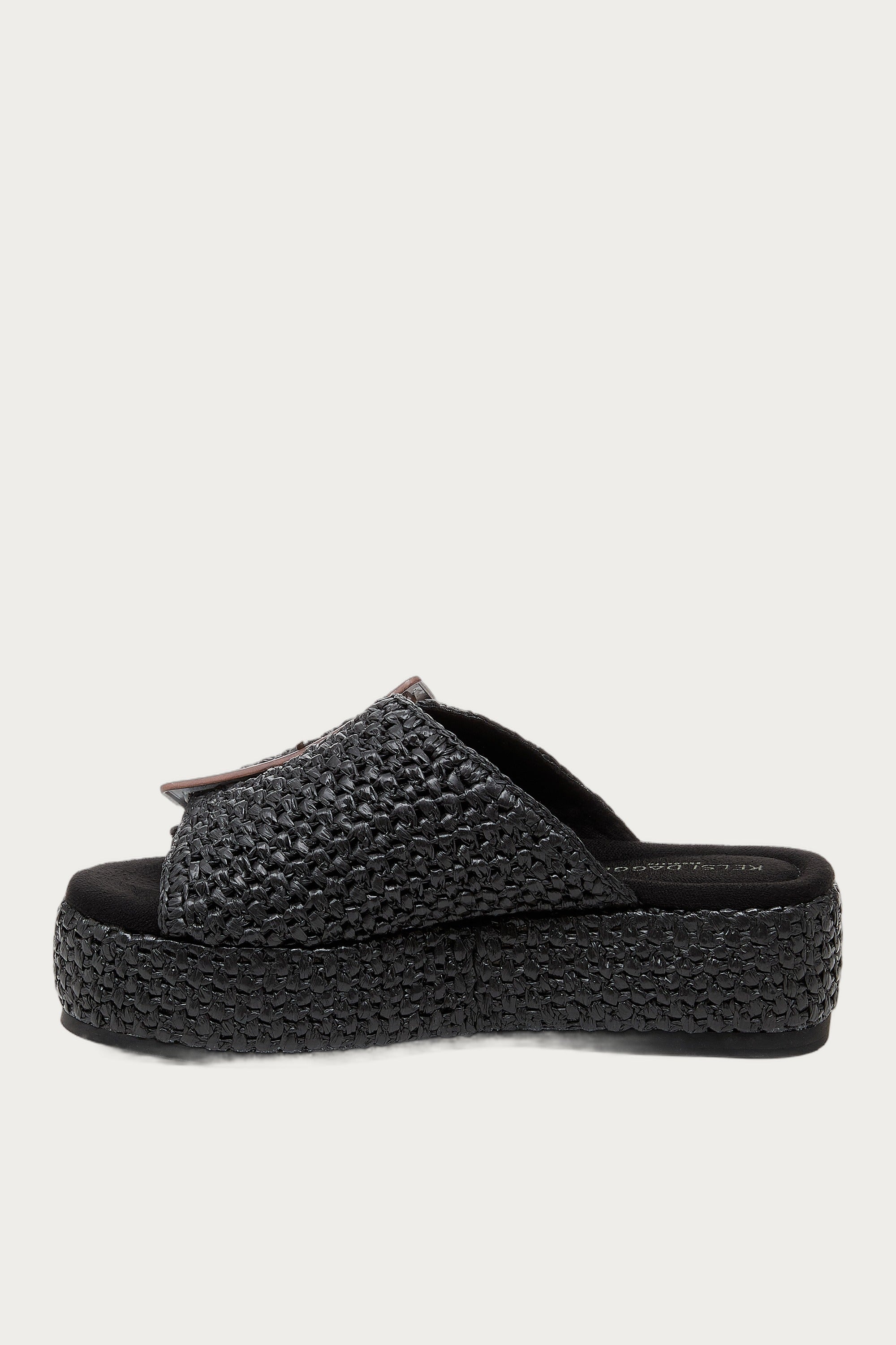 Dover Black Raffia Platform Sandals