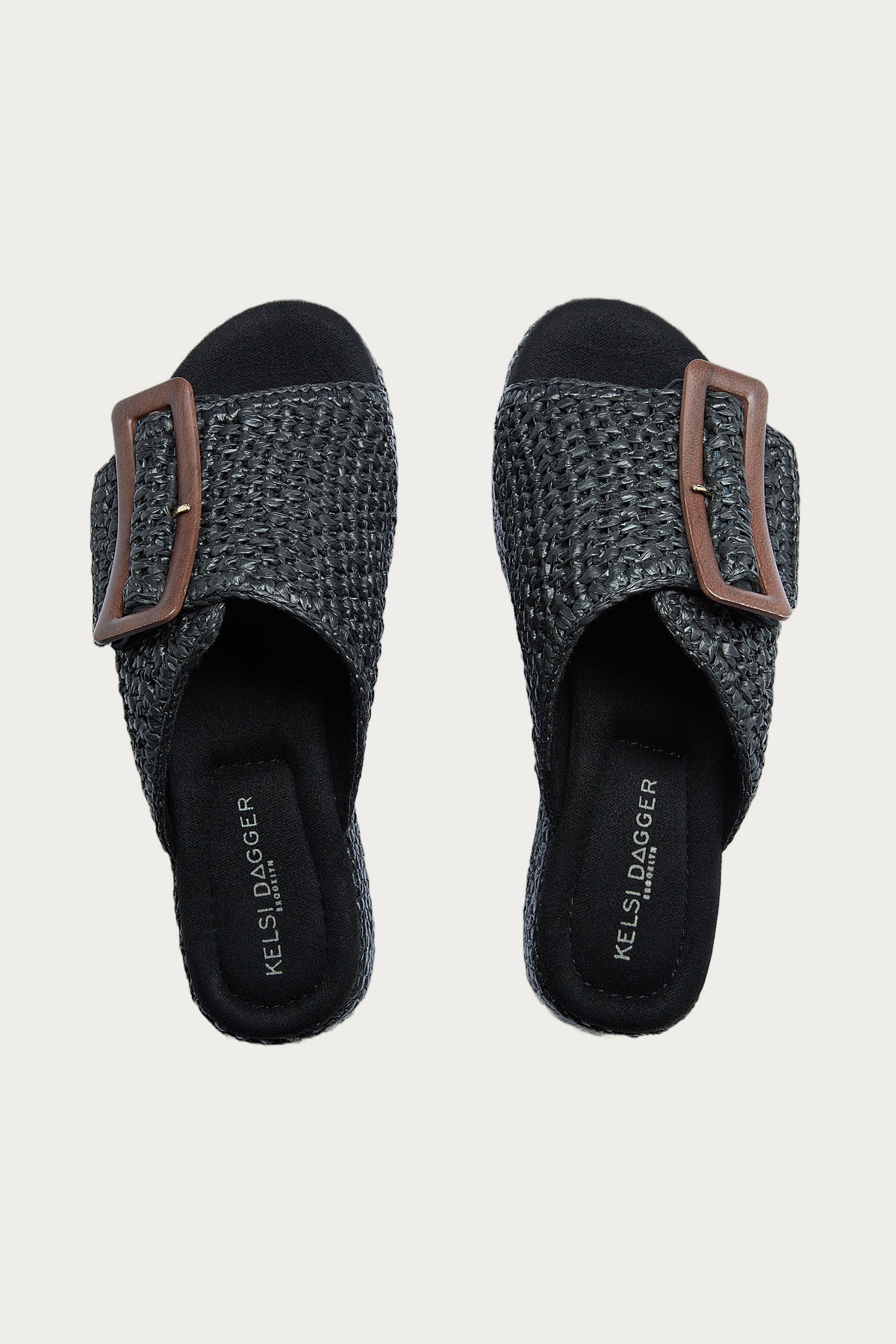 Dover Black Raffia Platform Sandals