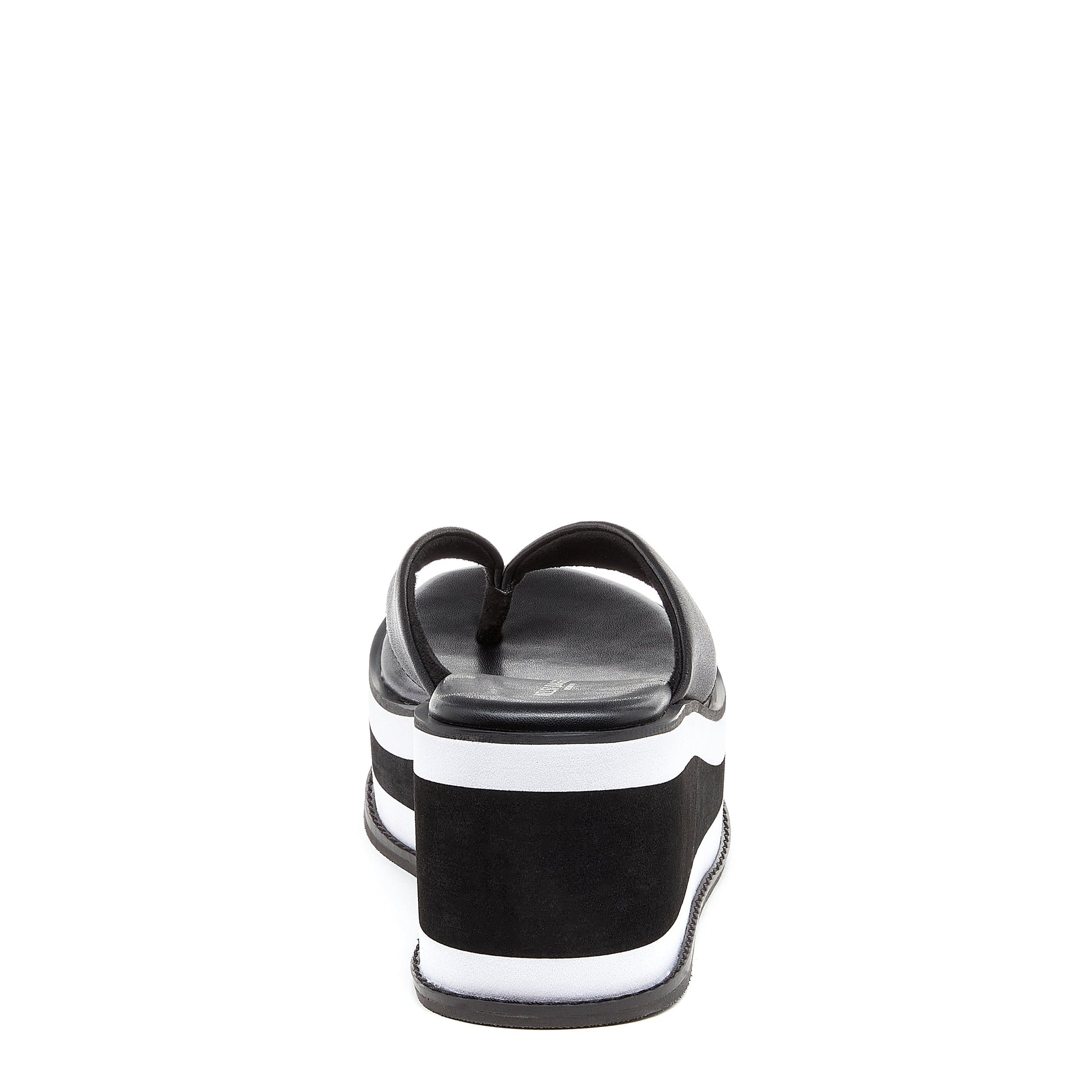 Women's Gigi Black Leather Platform Thong Sandals