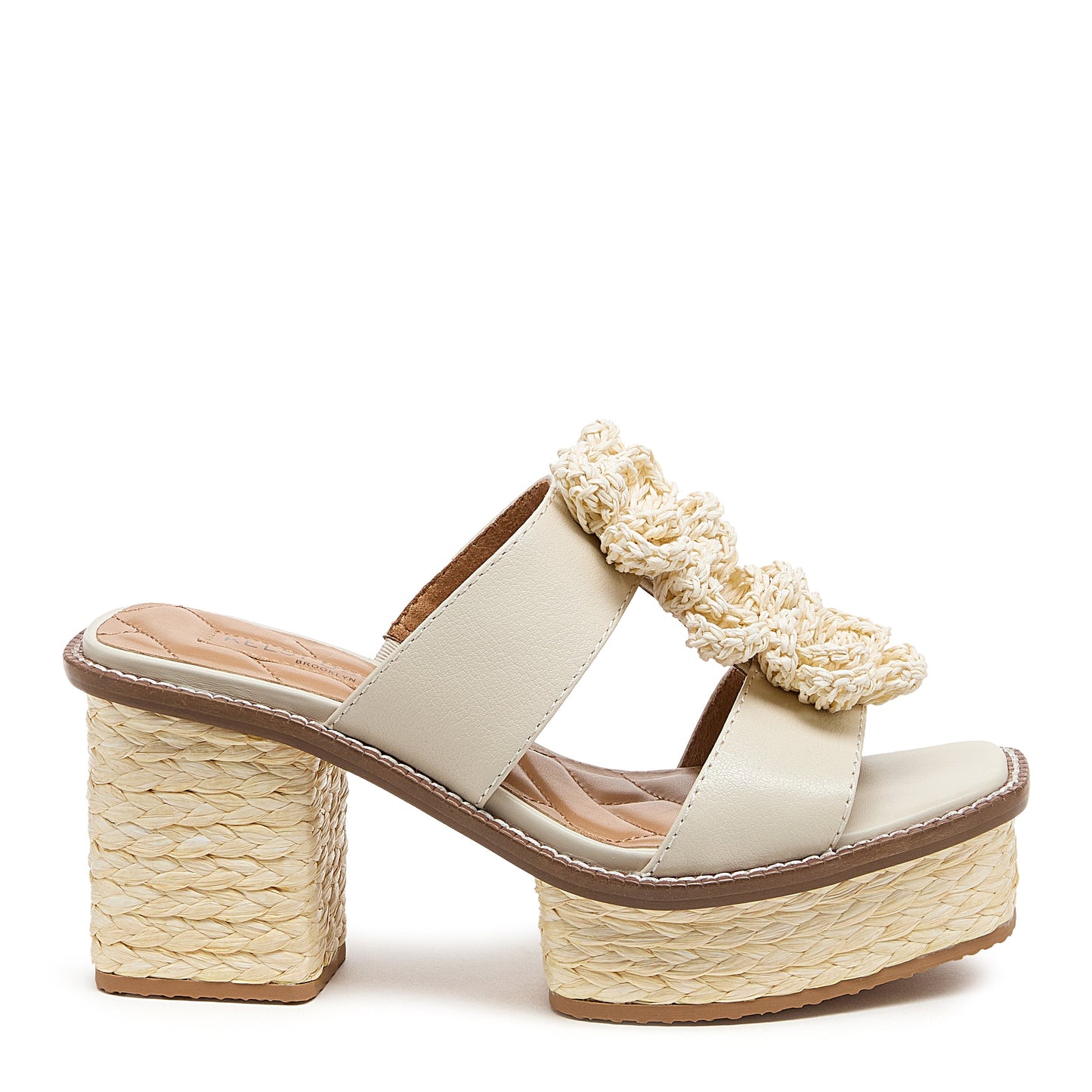 grandy raffia flower platform sandals for women, leather and raffia platform sandals, Kelsi Dagger Brooklyn