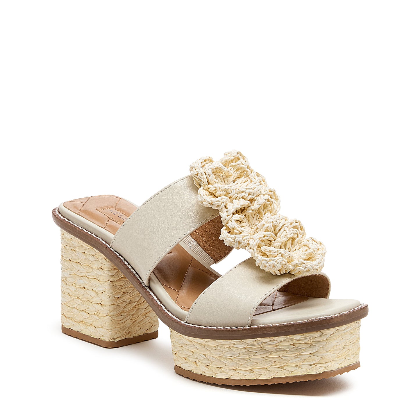 grandy raffia flower platform sandals, platform sandals from alternate angle, Kelsi Dagger Brooklyn