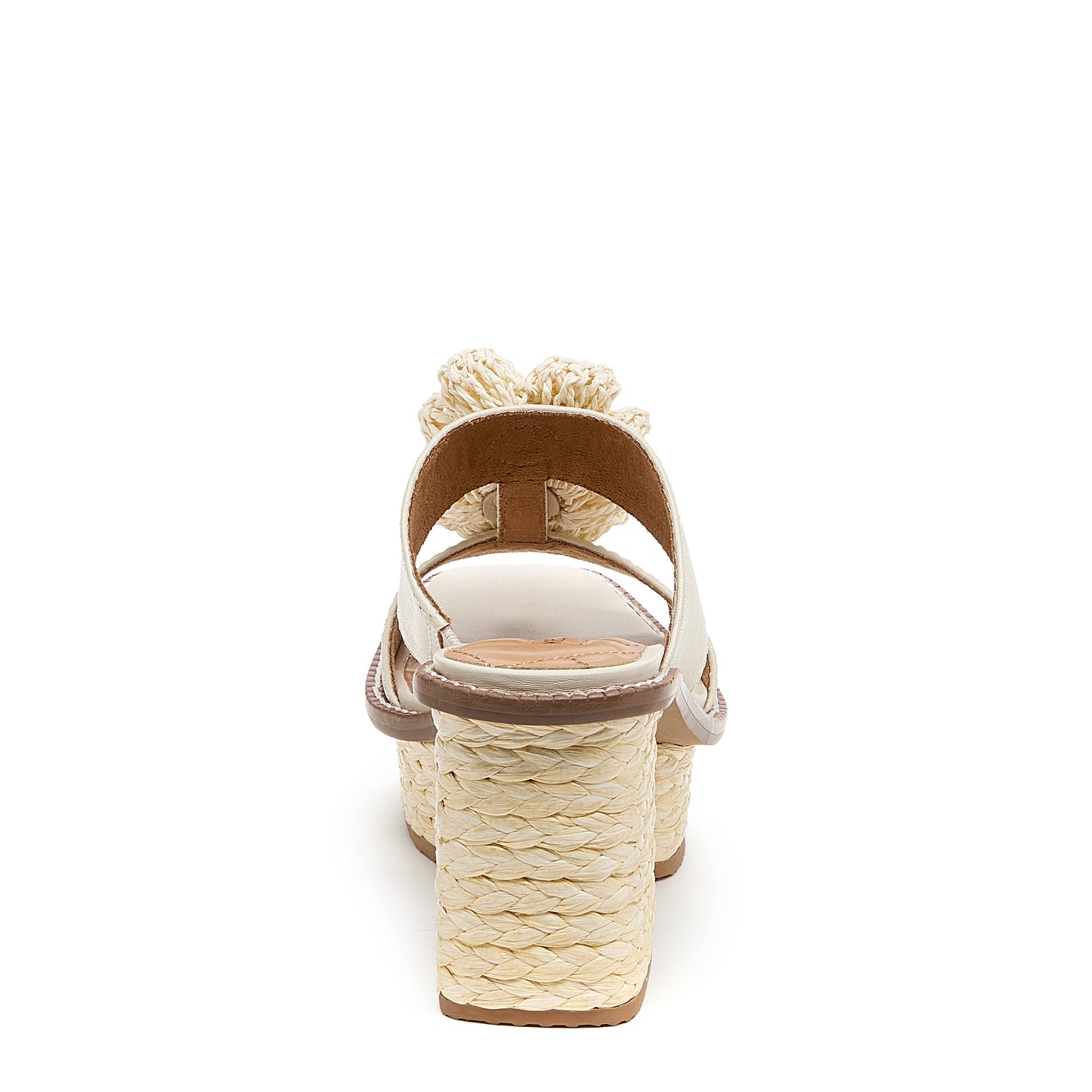 grandy raffia flower platform sandals, sole and heel construction detail, Kelsi Dagger Brooklyn