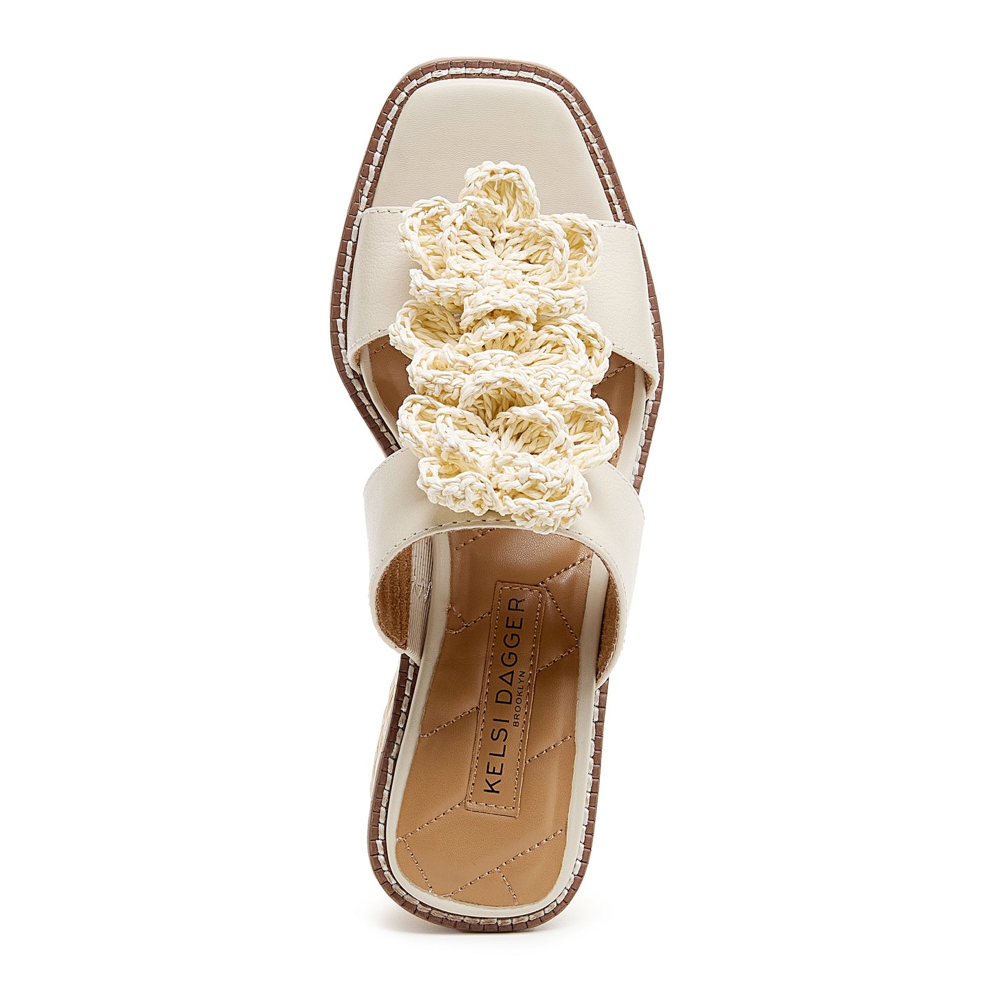 grandy raffia flower platform sandals, close up of raffia upper texture, Kelsi Dagger Brooklyn