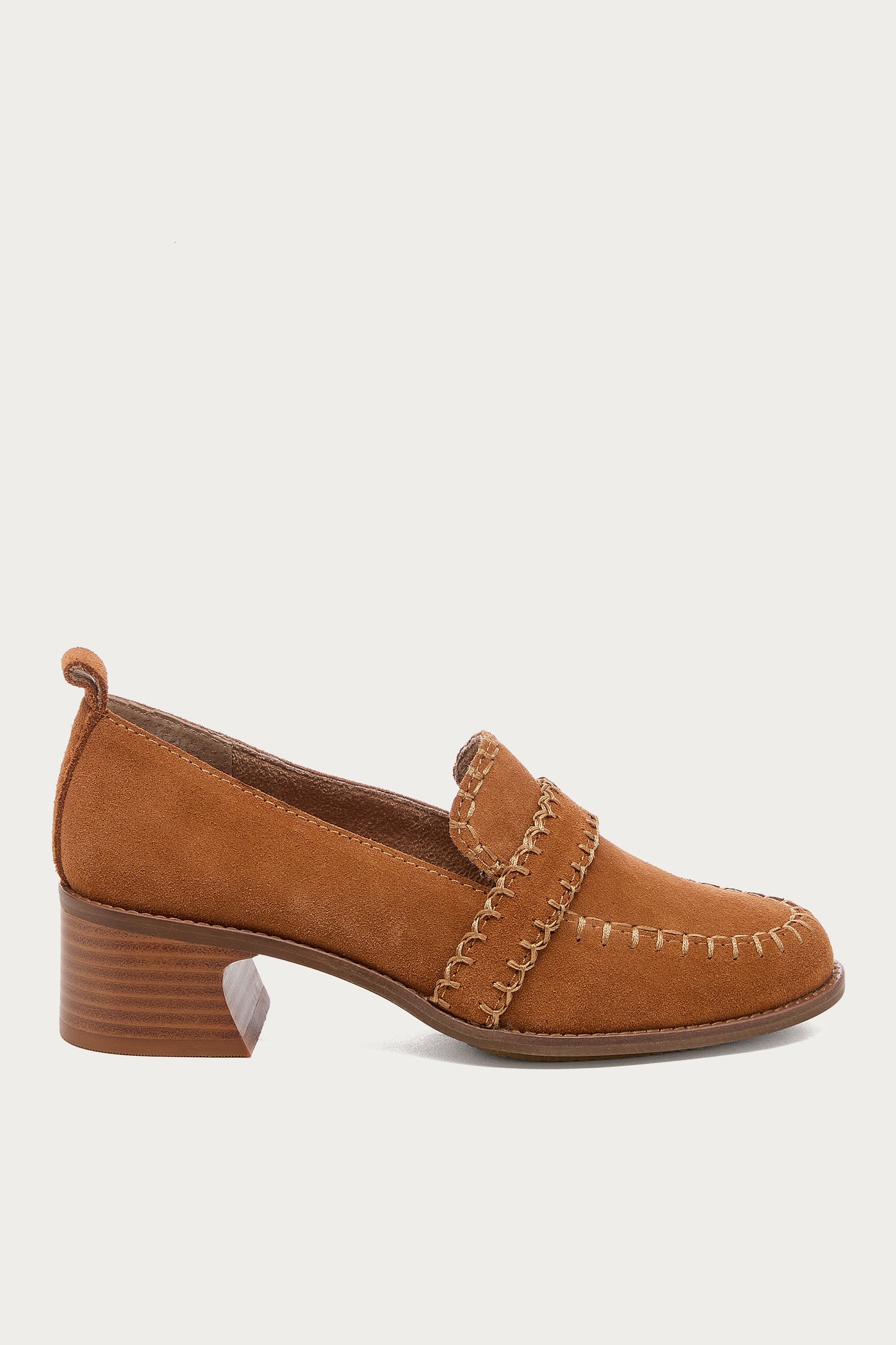 Halo Cognac Block Heel Loafer