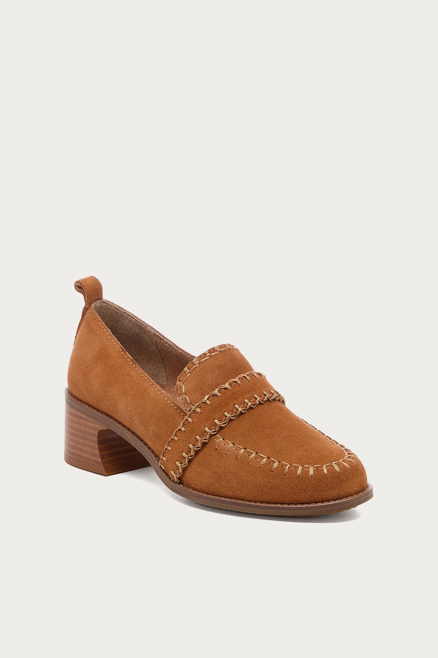 Halo Cognac Block Heel Loafer