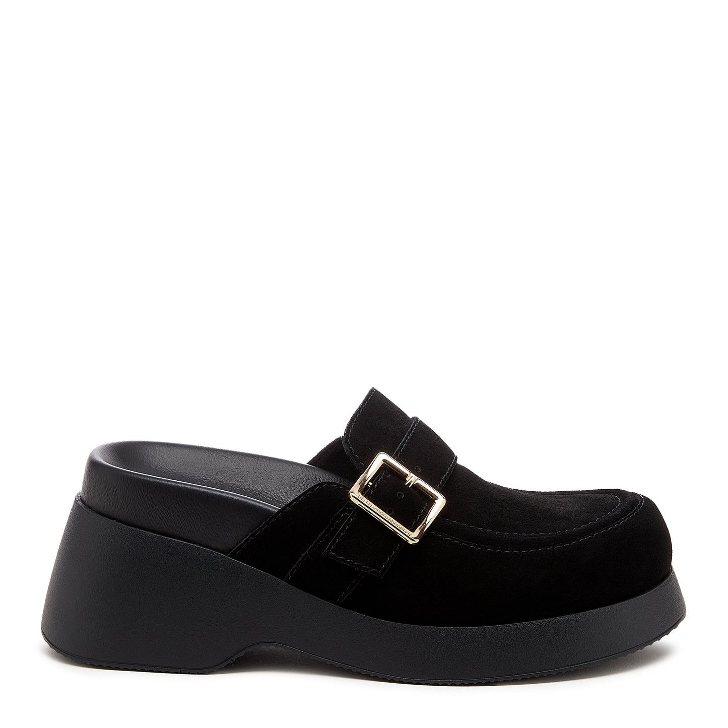 imogin black buckle platform clog for women, leather platform clogs, Kelsi Dagger Brooklyn