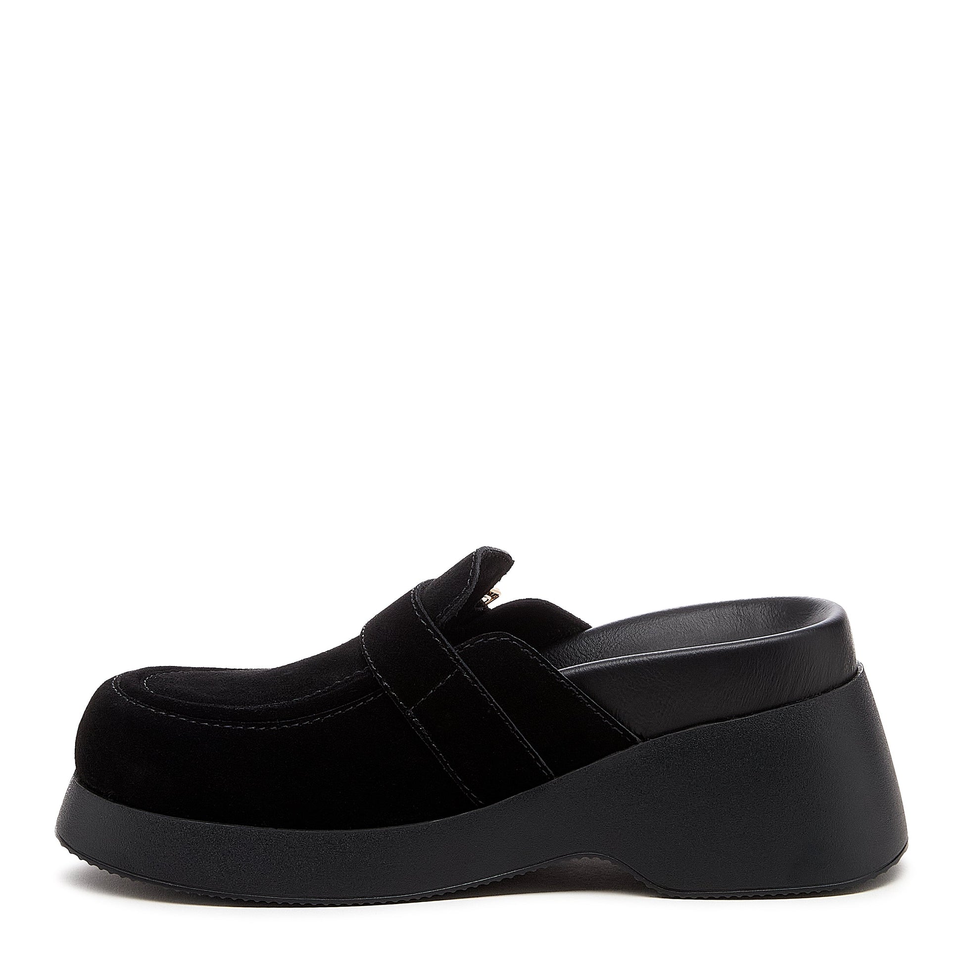 imogin black buckle platform clog, interior comfort lining detail, Kelsi Dagger Brooklyn