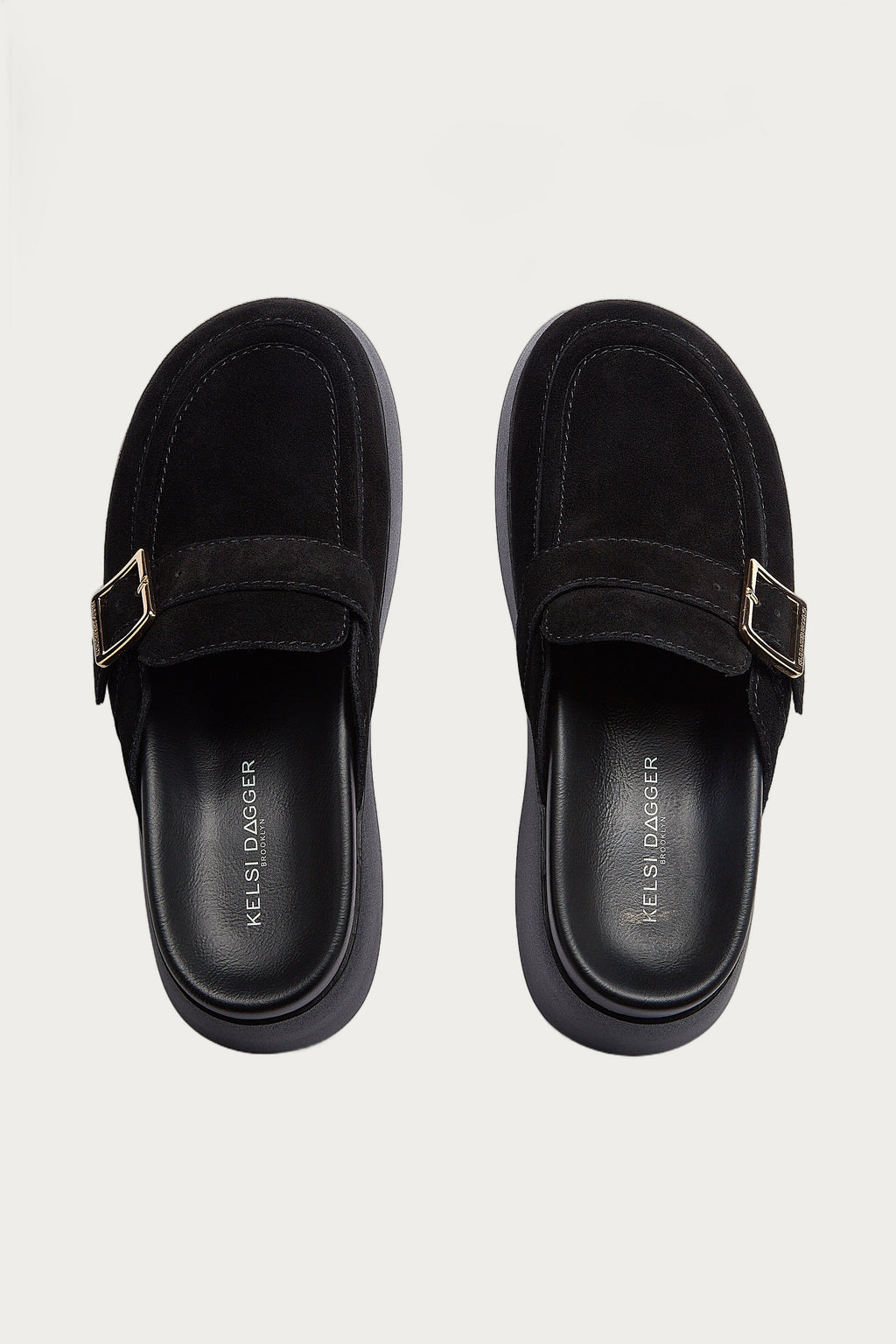 Imogin Black Buckle Platform Clog