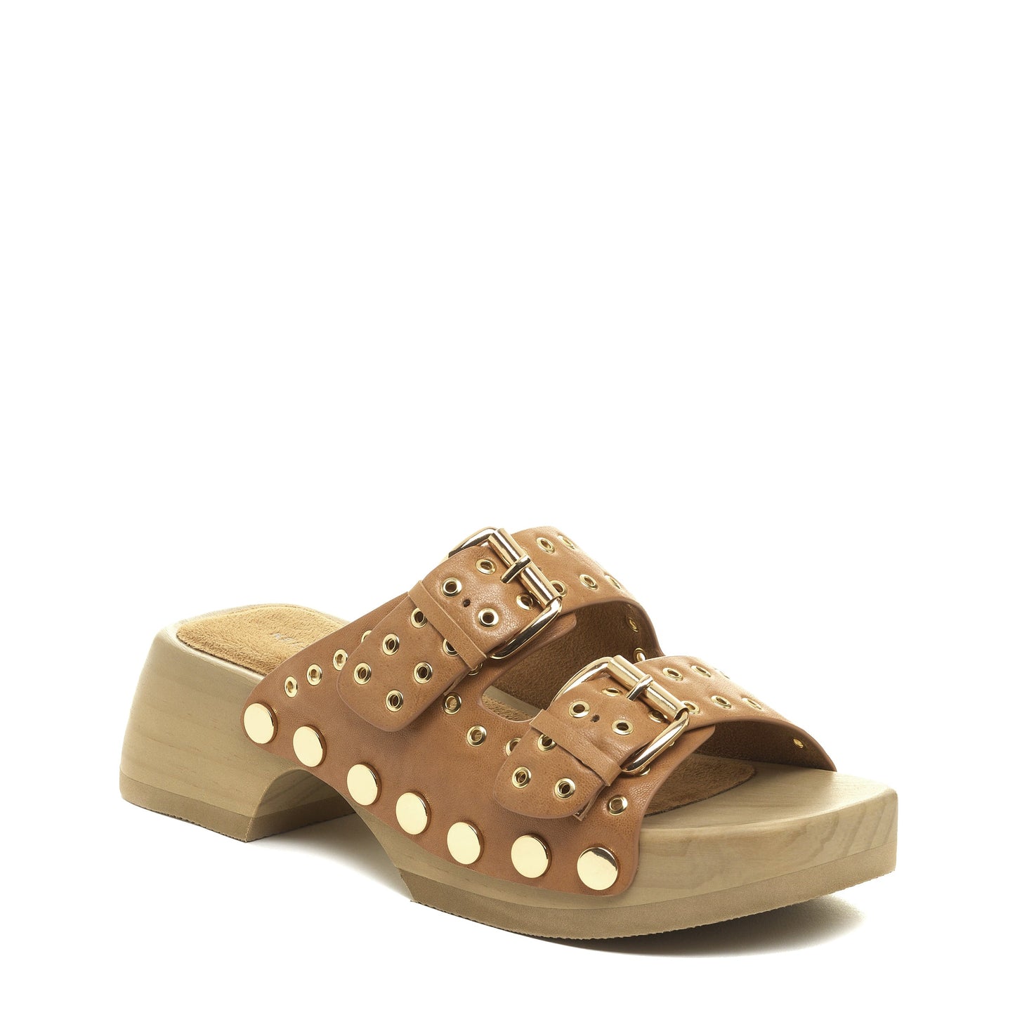 jolt tan clog sandals, sandals from alternate angle, Kelsi Dagger Brooklyn