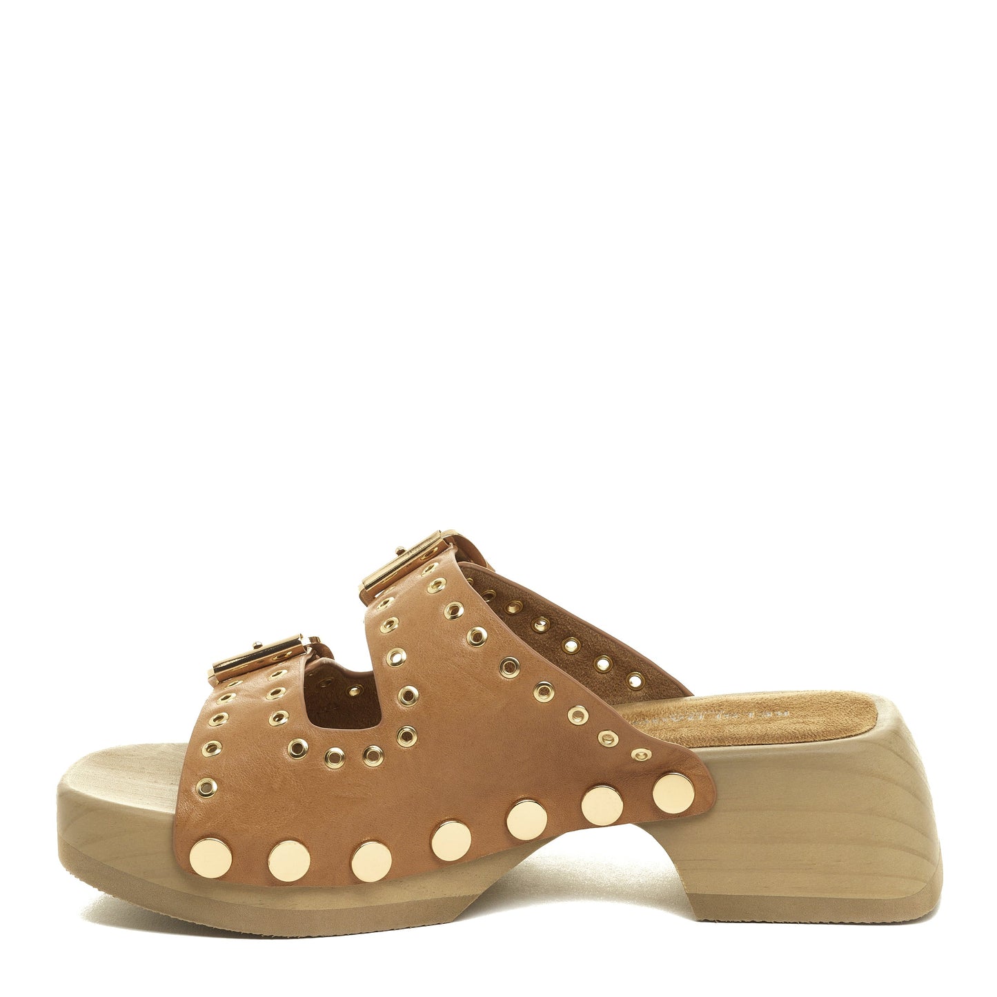 jolt tan clog sandals, sole and heel construction detail, Kelsi Dagger Brooklyn