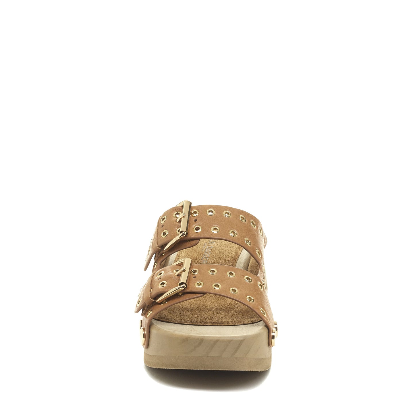 jolt tan clog sandals, interior comfort lining detail, Kelsi Dagger Brooklyn