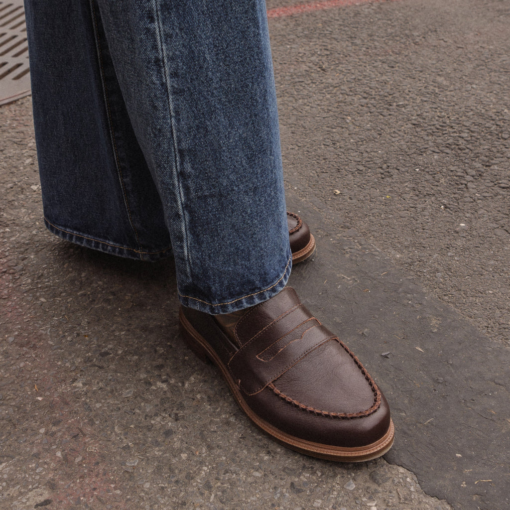 Lens Warm Brown Leather Loafers