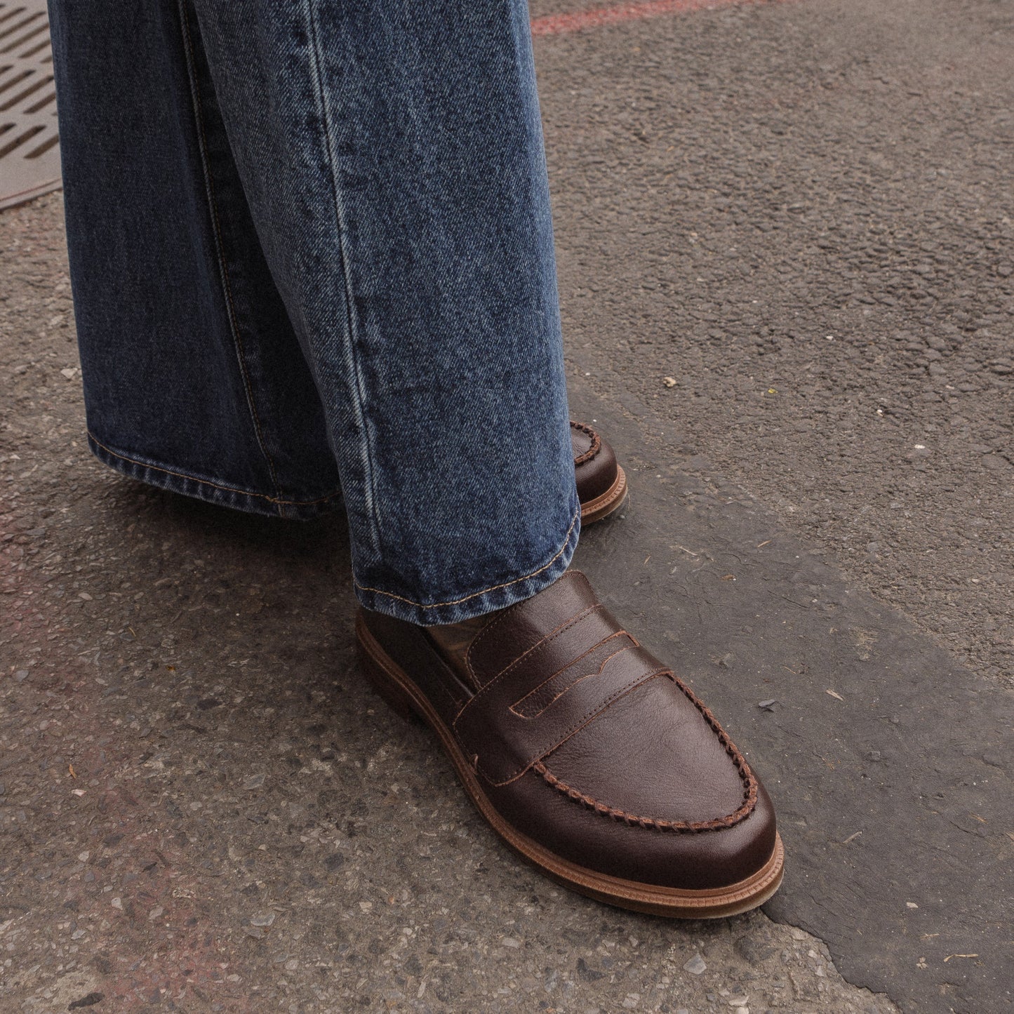 Lens Warm Brown Leather Loafers