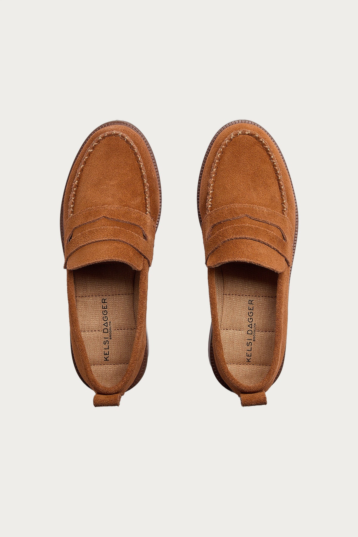 Lens Burnt Cognac Suede Loafers