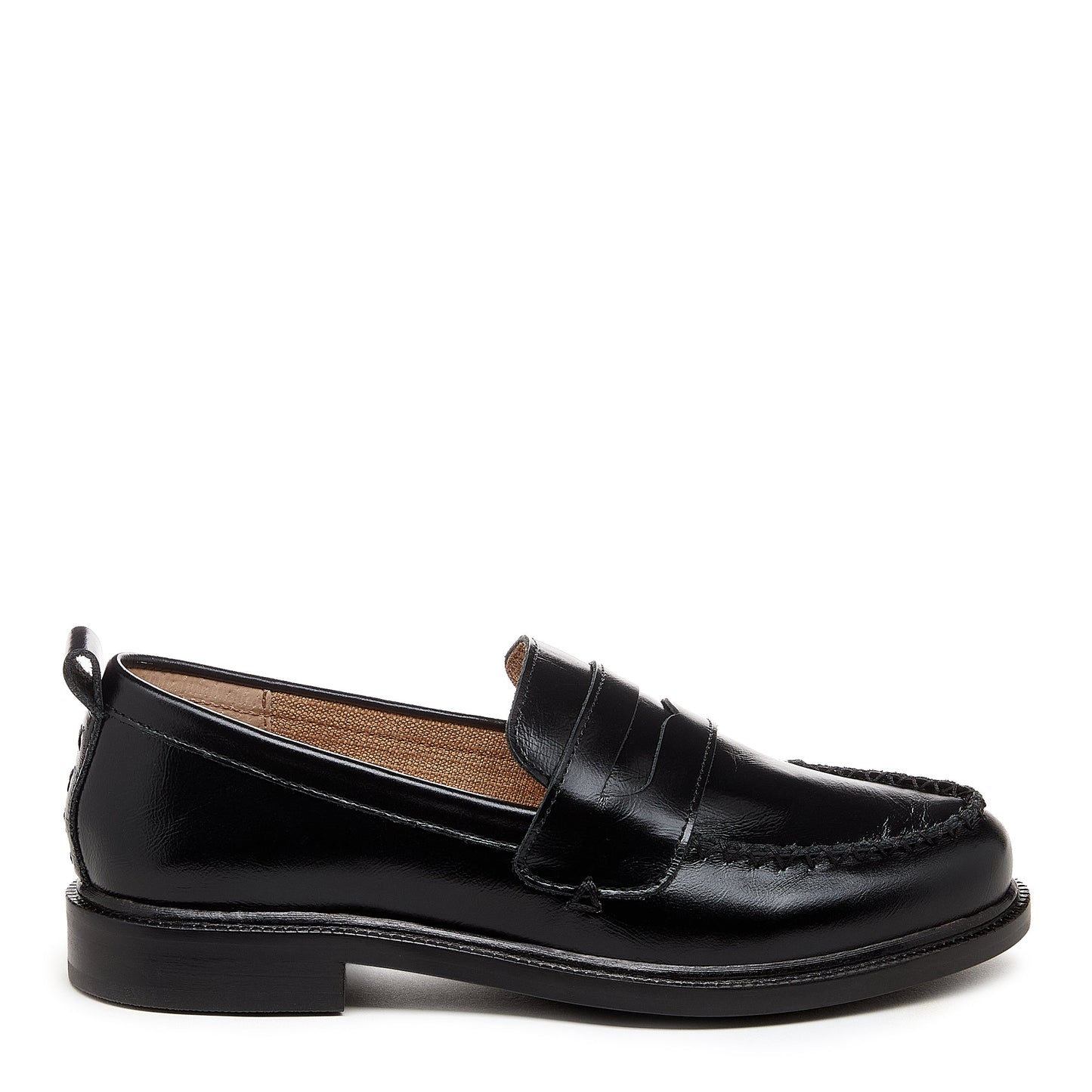 Lens Black Crinkle Leather Loafers