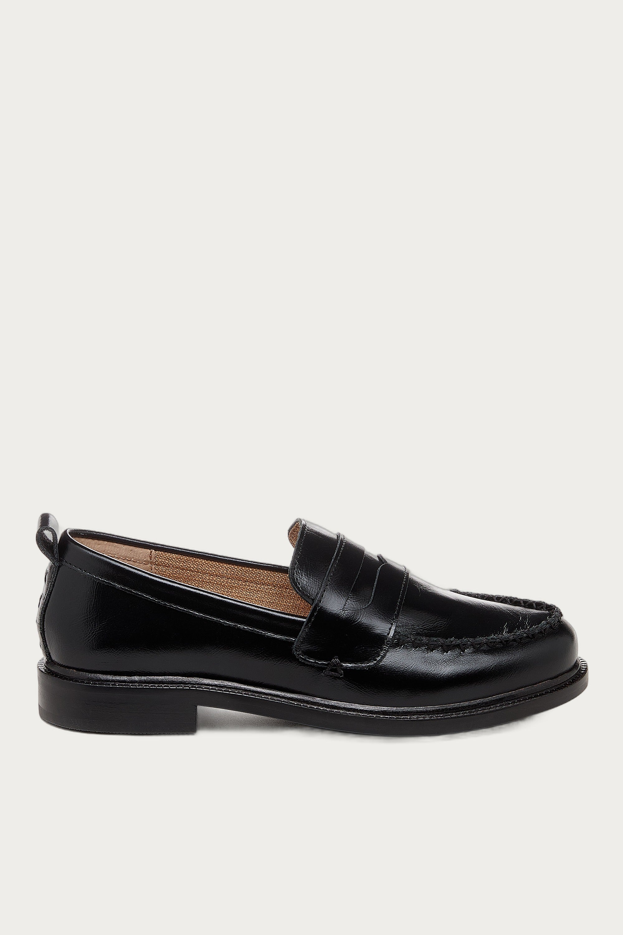 Lens Black Crinkle Leather Loafers