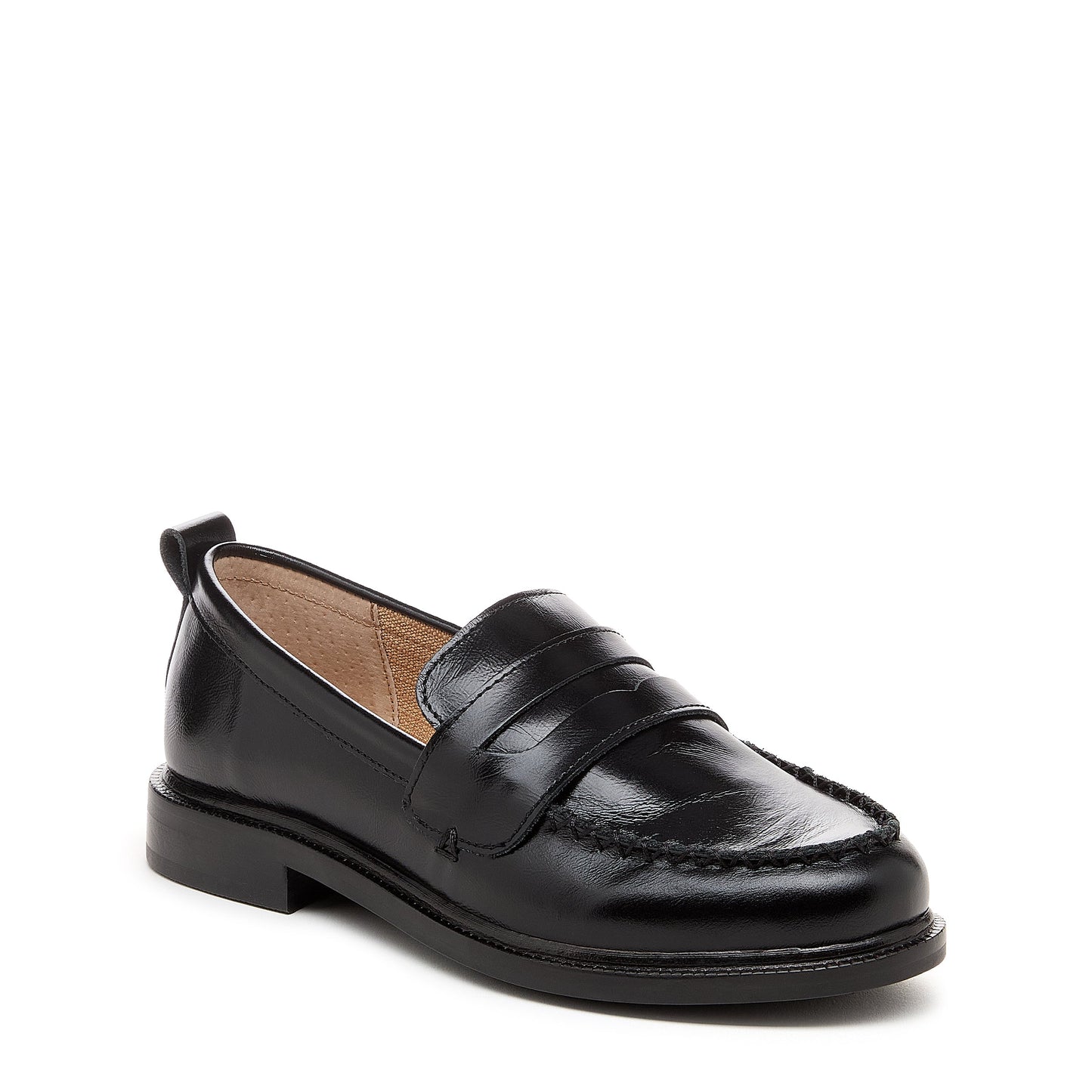 Lens Black Crinkle Leather Loafers
