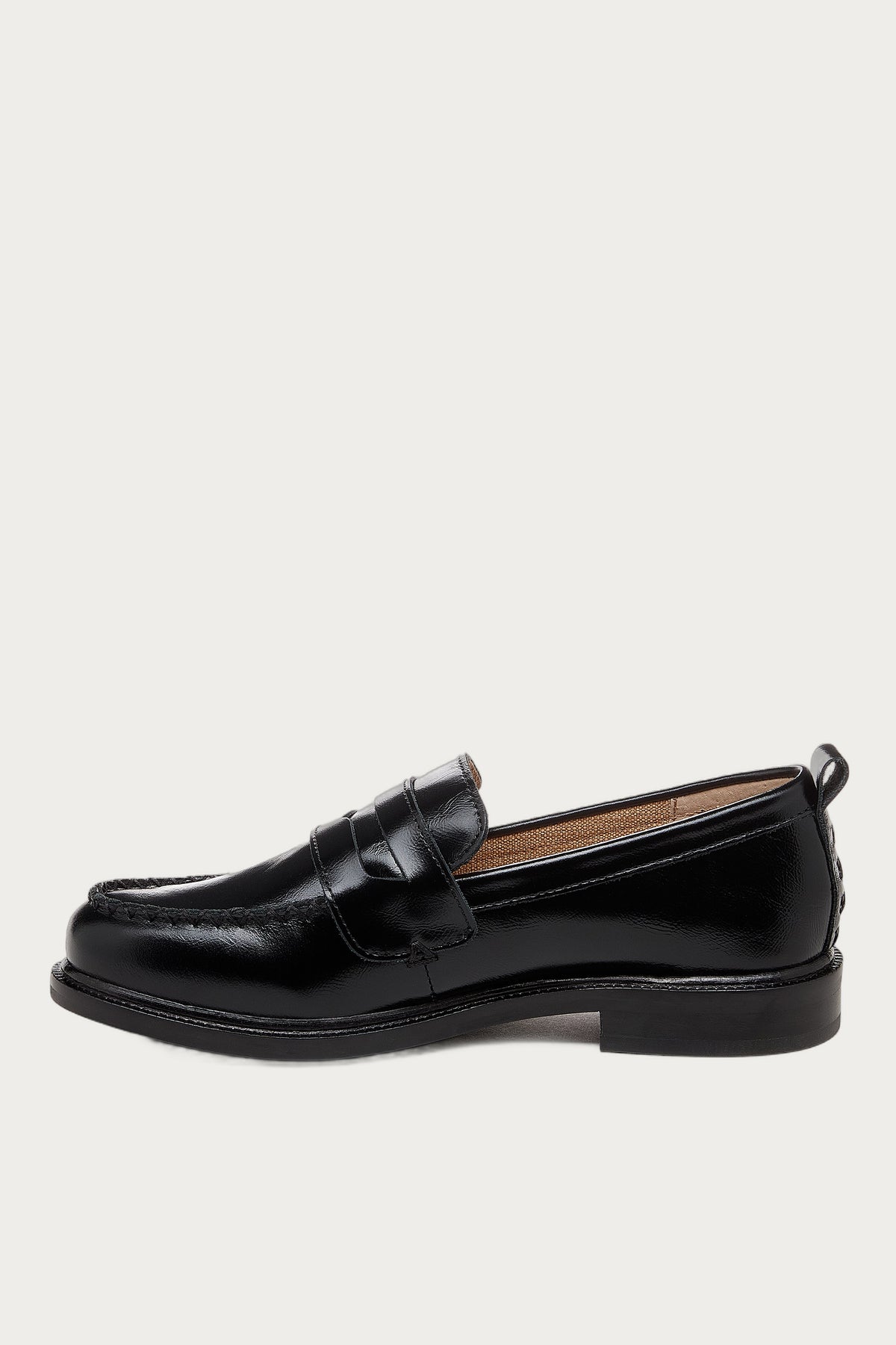 Lens Black Crinkle Leather Loafers