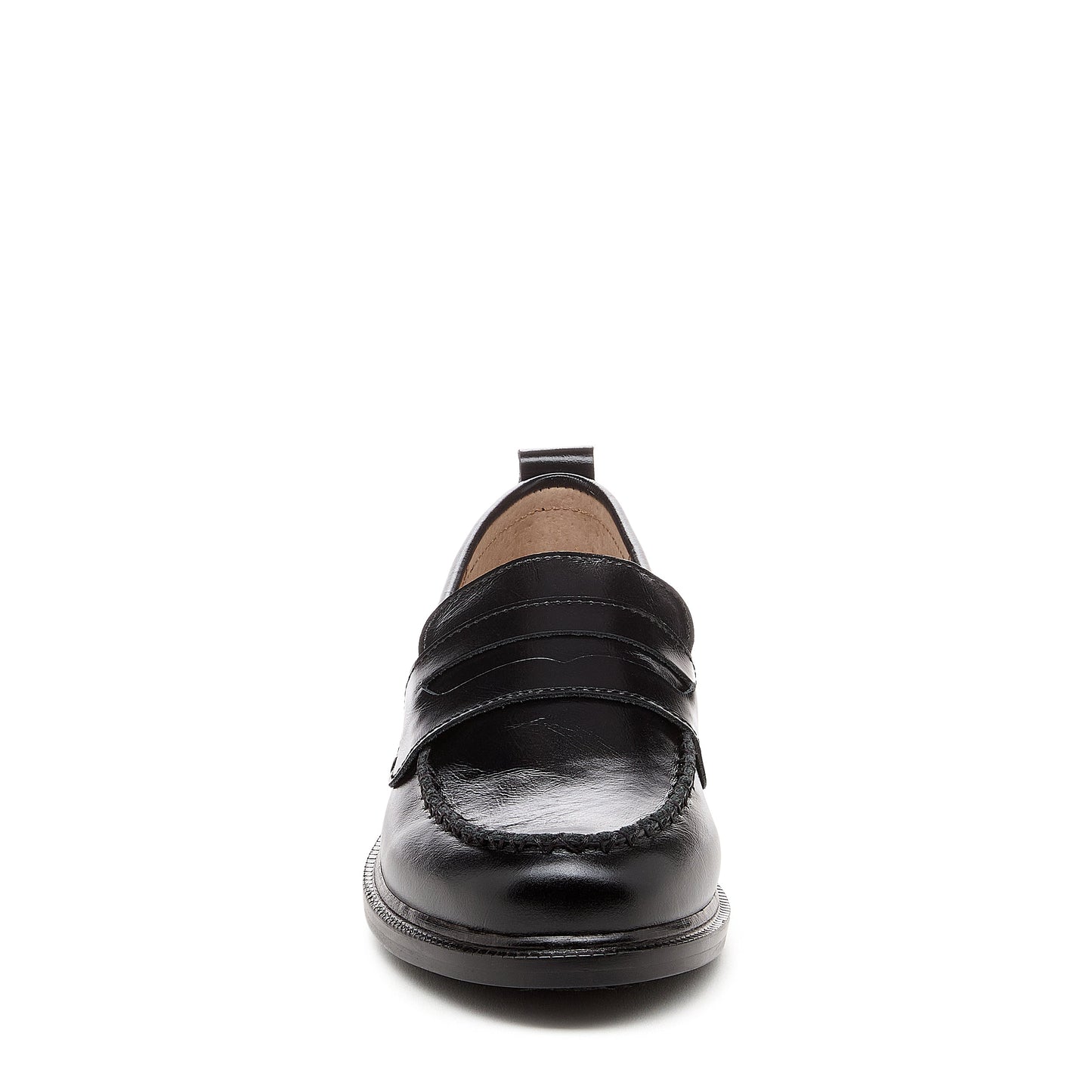 Lens Black Crinkle Leather Loafers