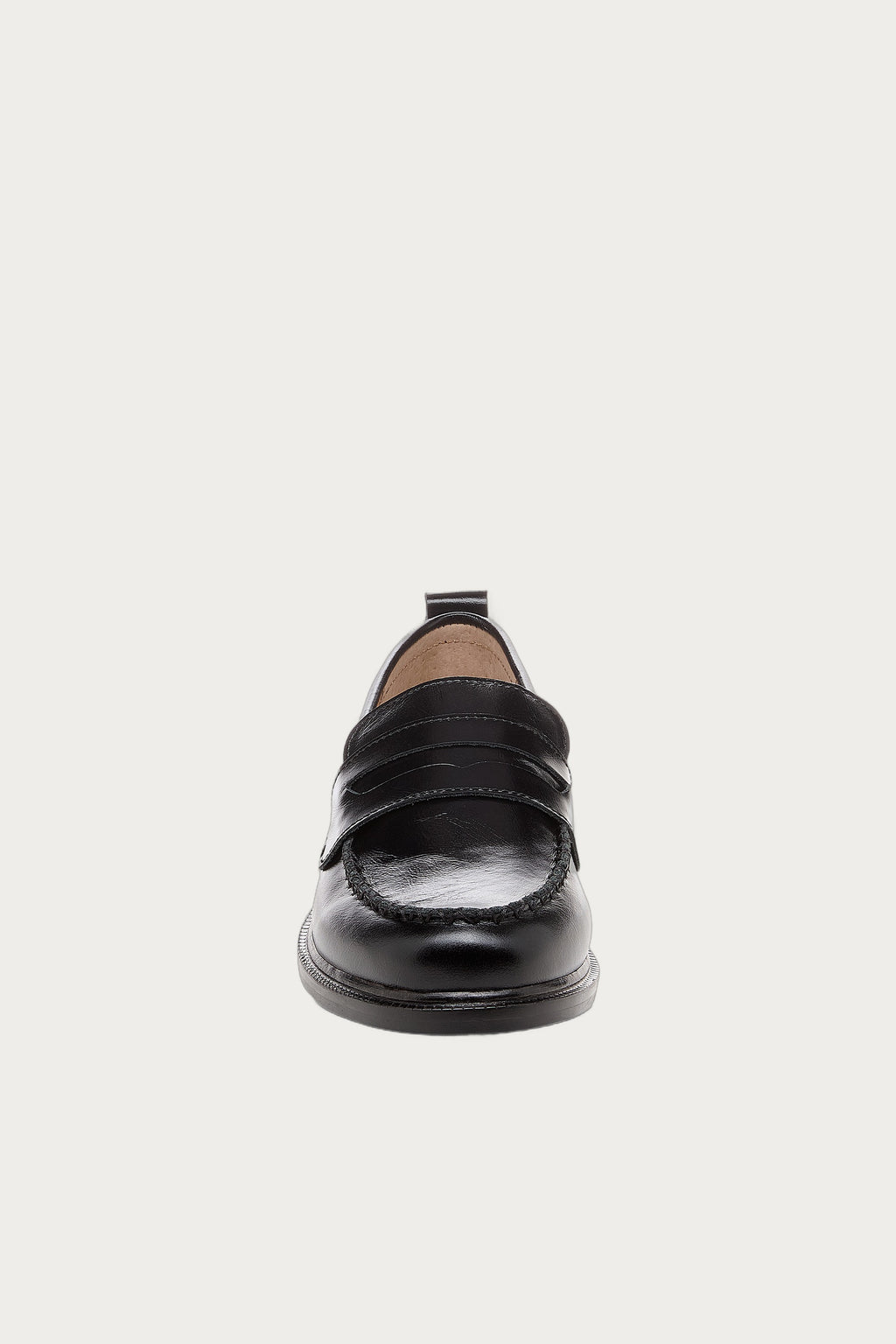 Lens Black Crinkle Leather Loafers