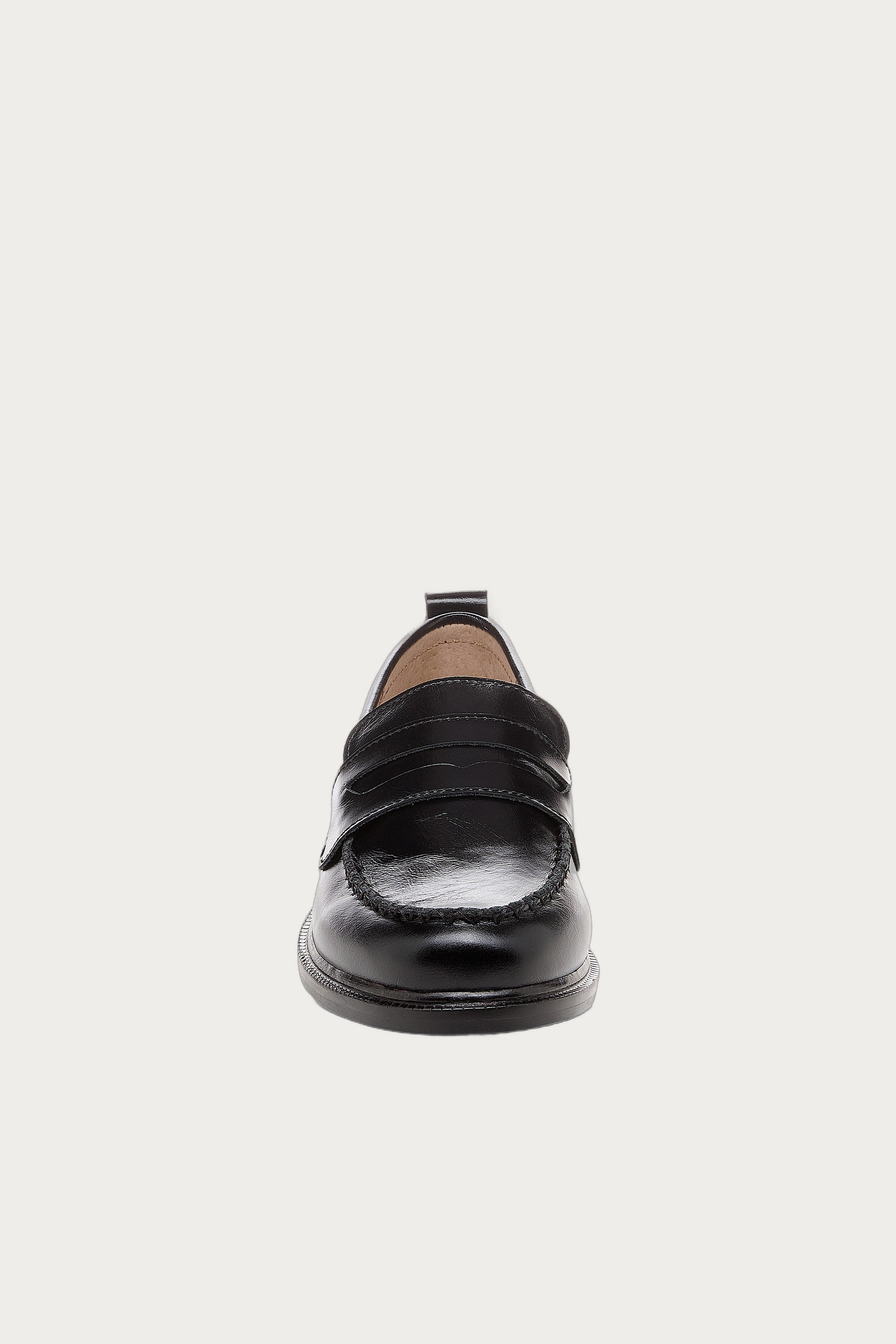Lens Black Crinkle Leather Loafers