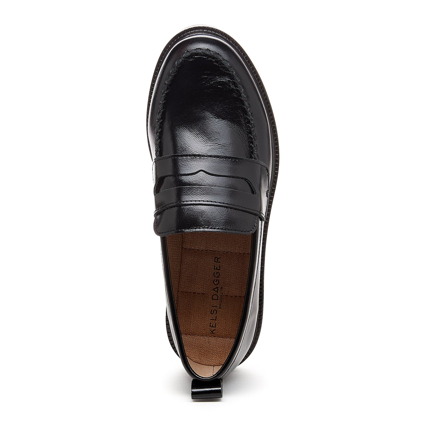 Lens Black Crinkle Leather Loafers