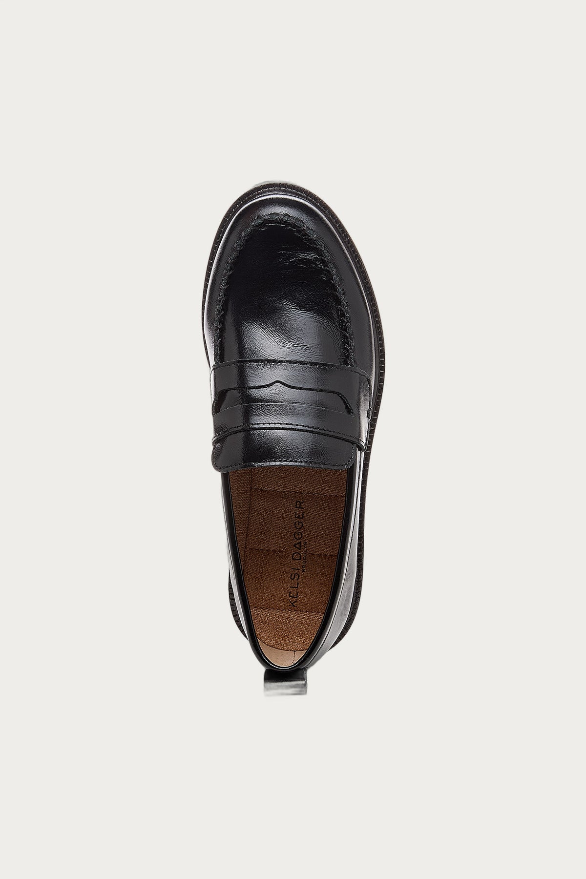 Lens Black Crinkle Leather Loafers