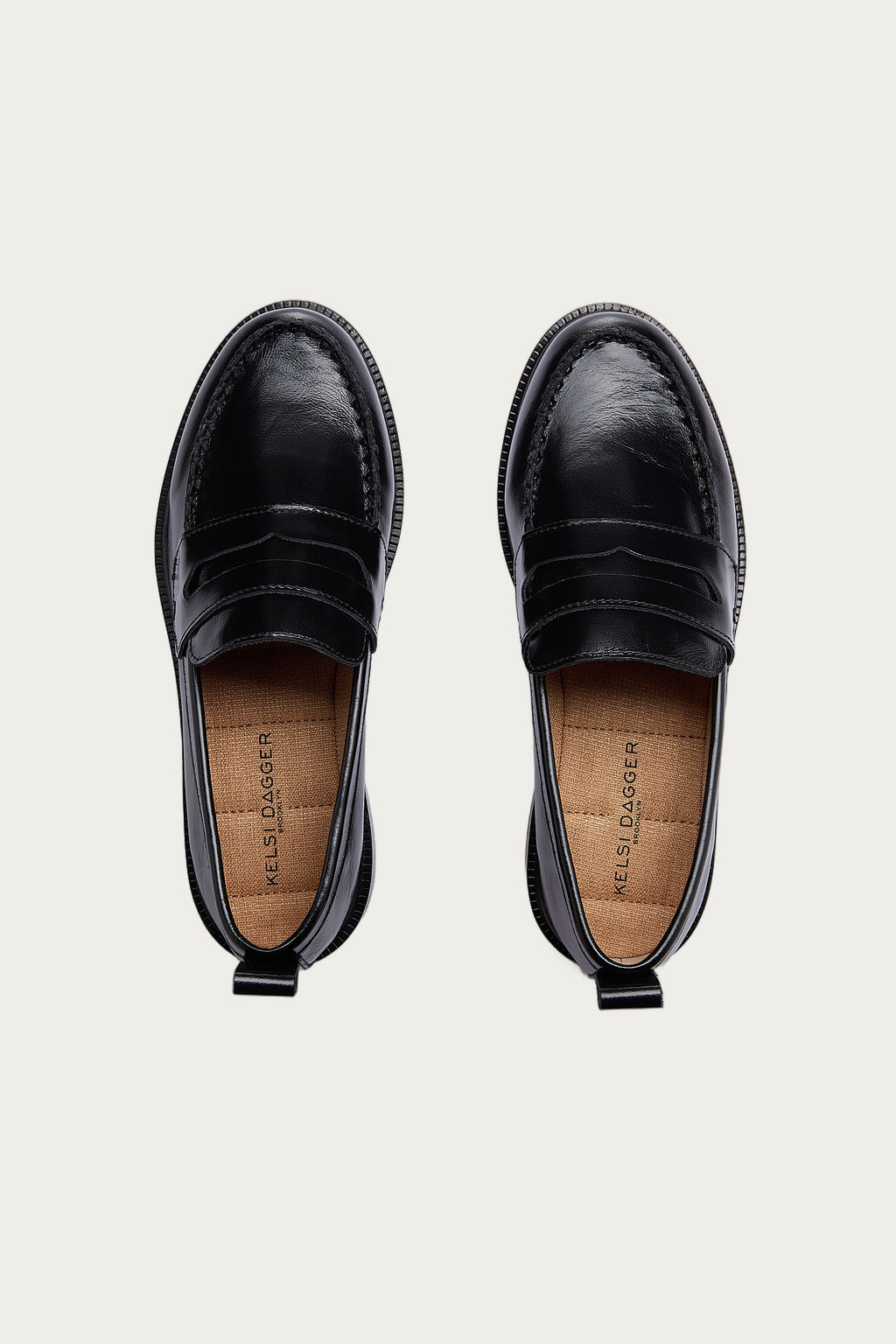 Lens Black Crinkle Leather Loafers
