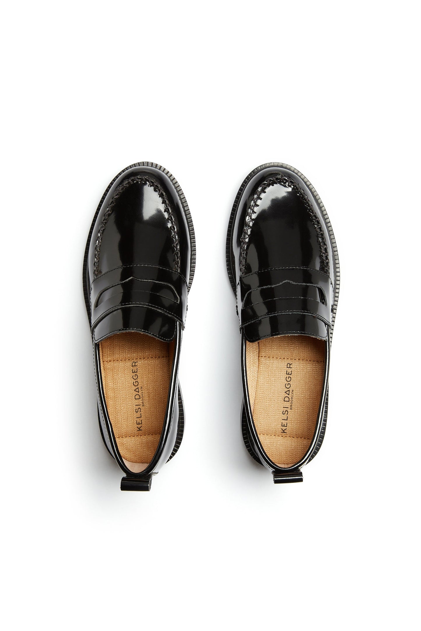 Lens All Black Leather Loafers