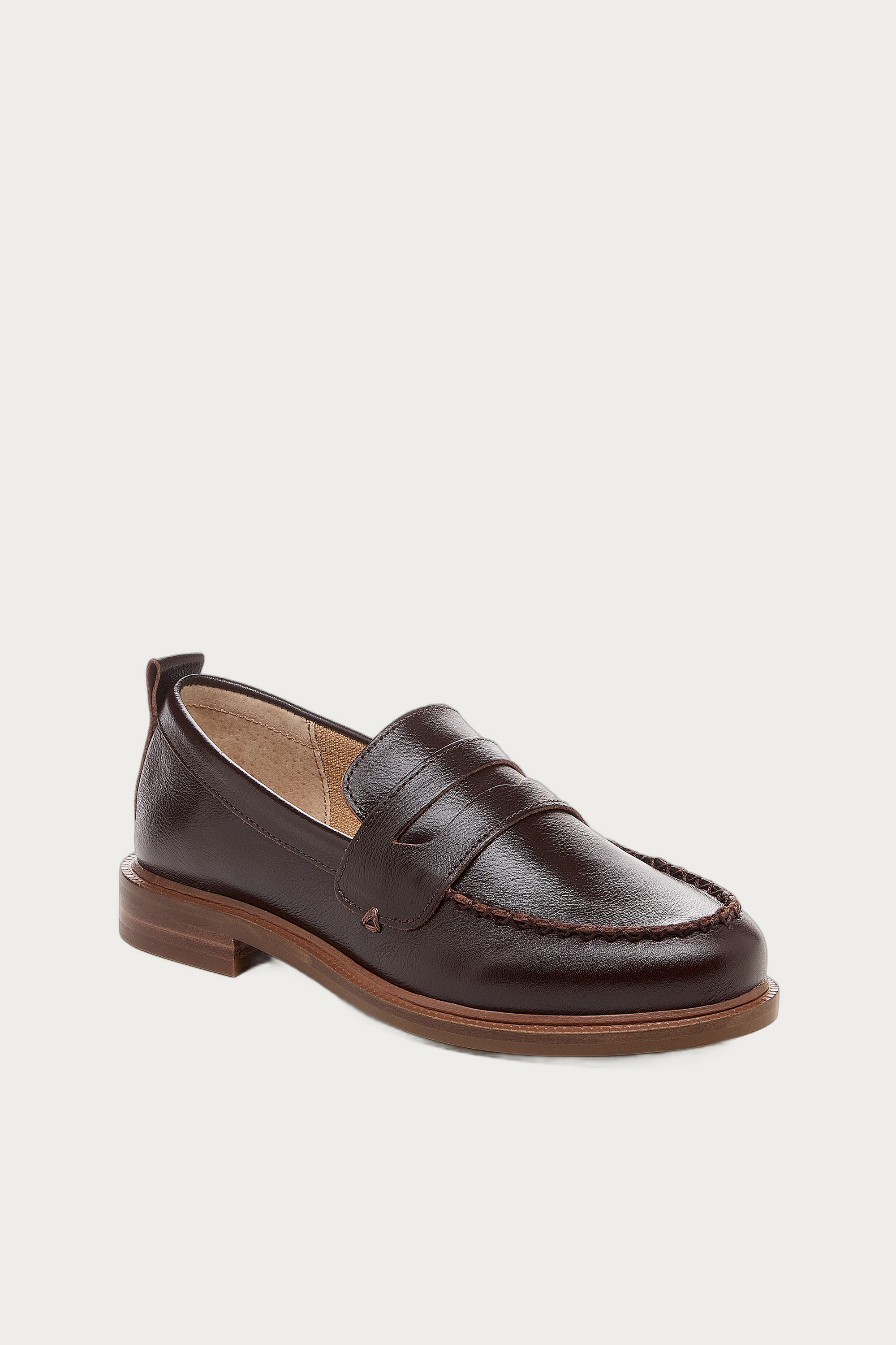Lens Warm Brown Leather Loafers