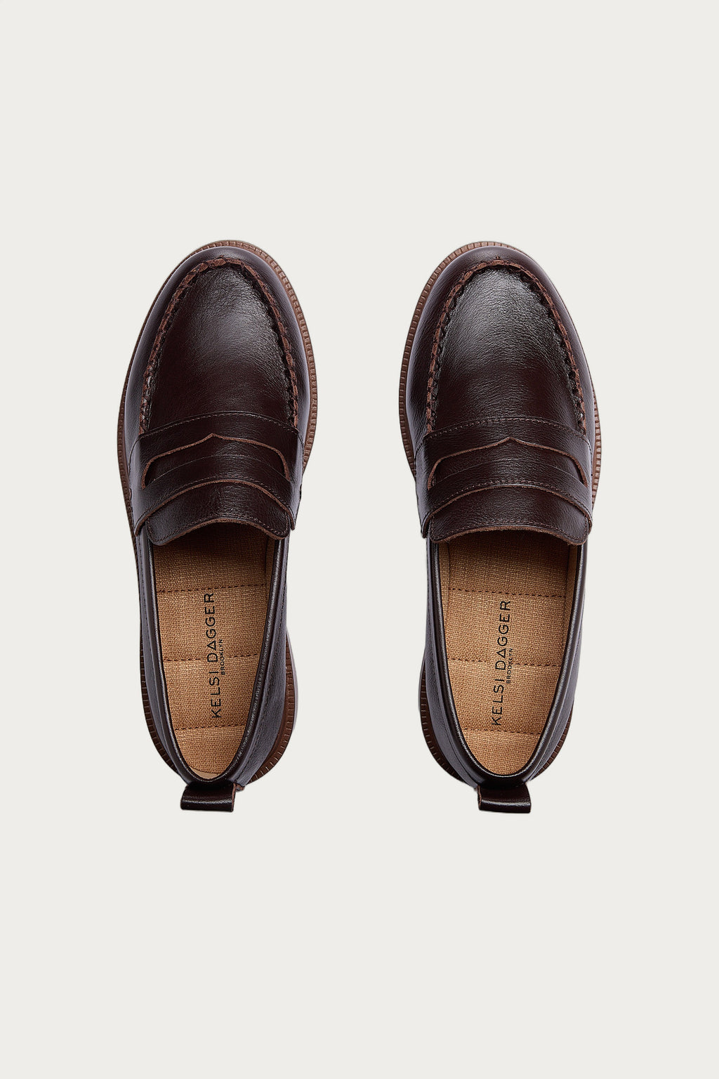 Lens Warm Brown Leather Loafers