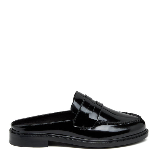 Kelsi Dagger Brooklyn Women's Lock Black Leather Loafer Mules