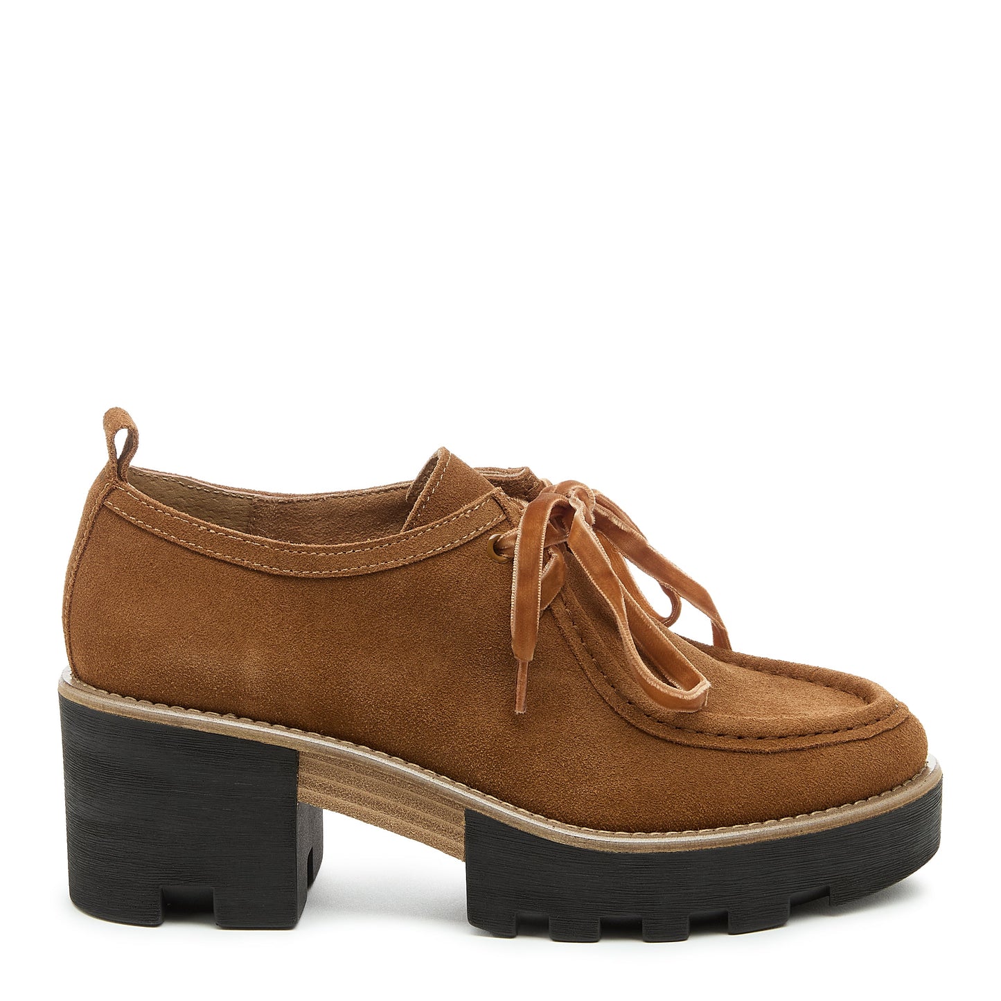 Kelsi Dagger Women's Olga Honey Lug Loafer – Cow Suede Block Heel