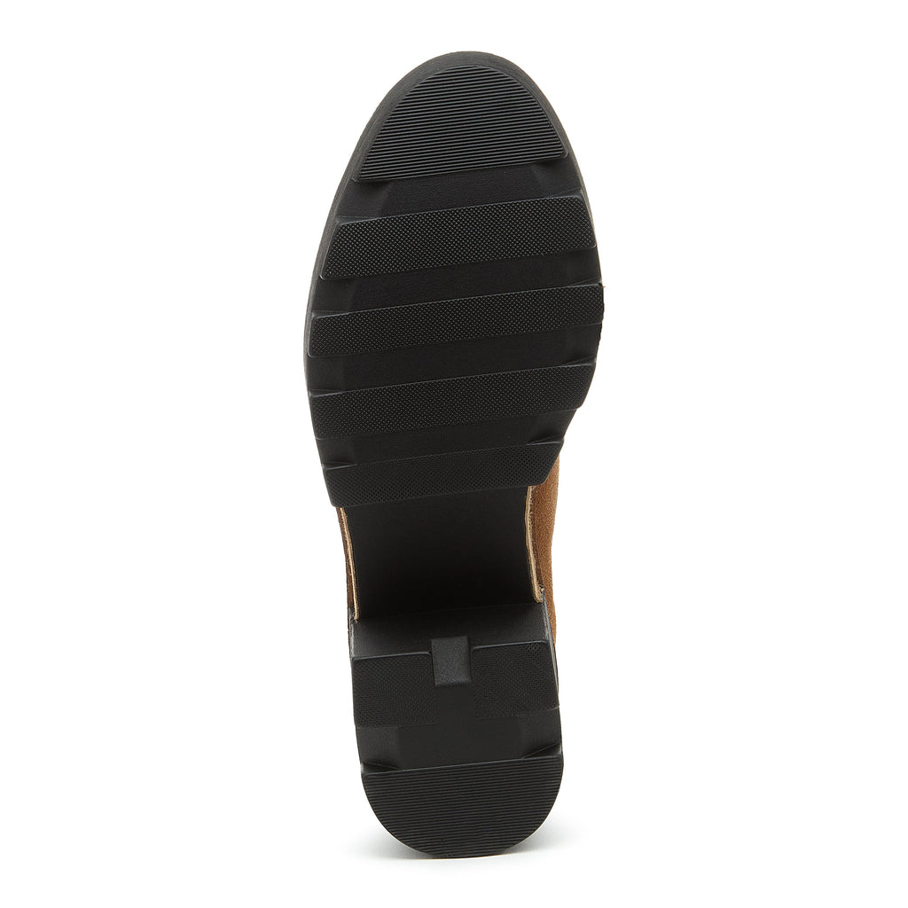Kelsi Dagger Women's Olga Honey Lug Loafer – Cow Suede Block Heel
