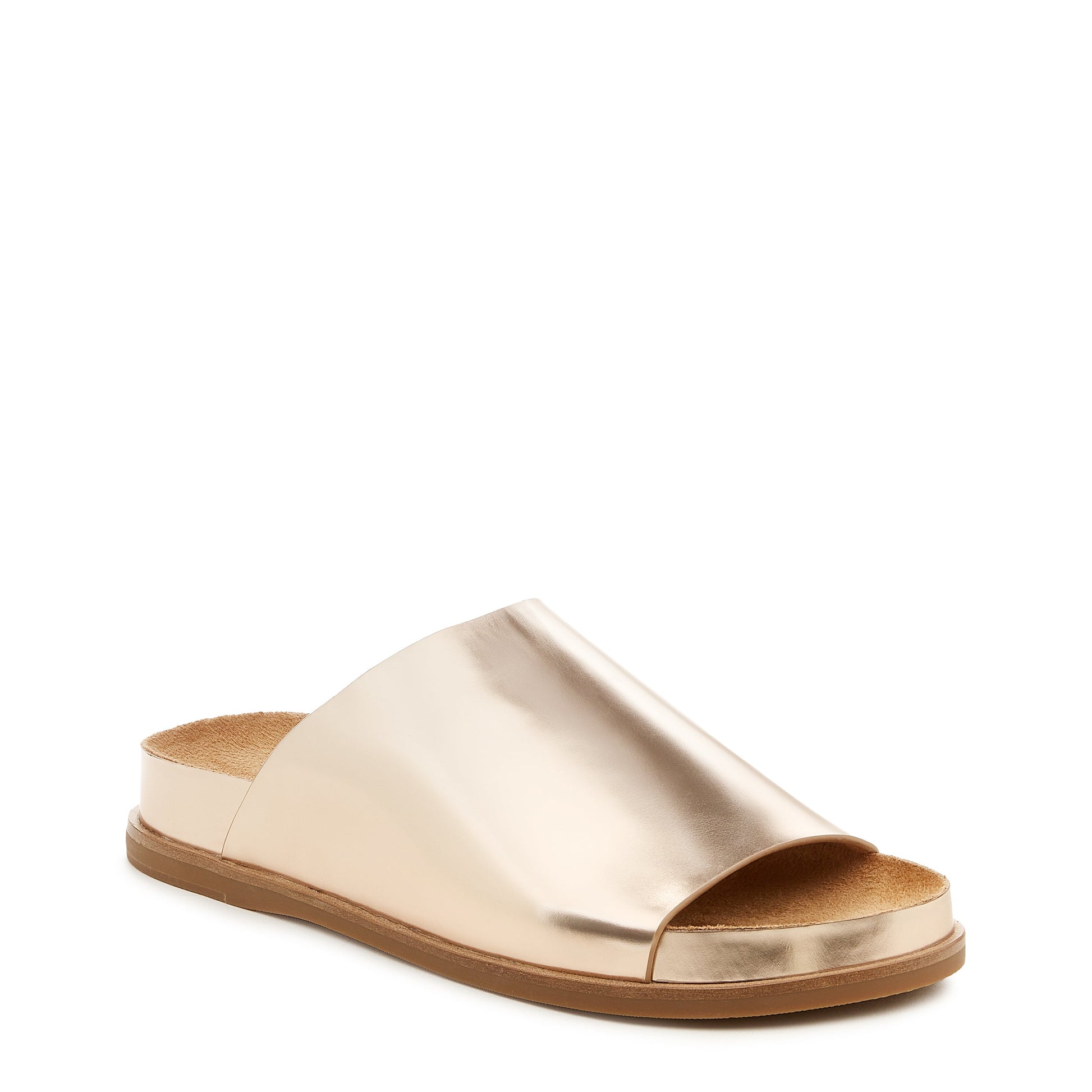 Kelsi Dagger Squish Gold Slides - Matte Elegance