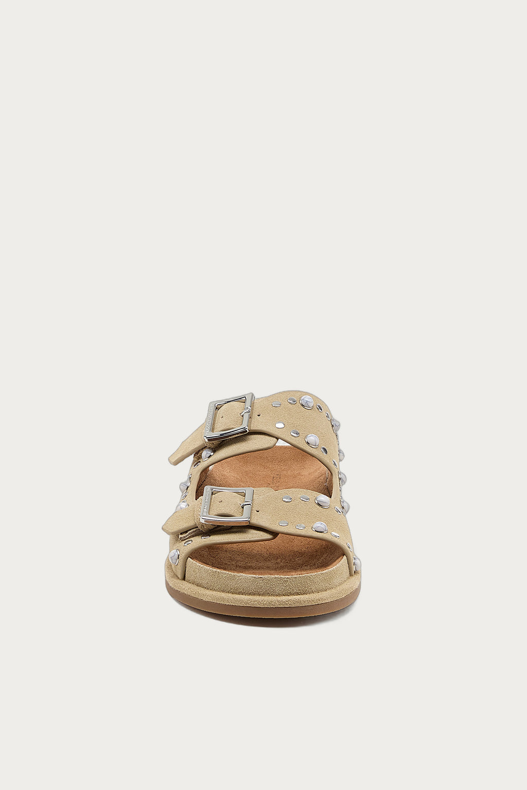Stu Oatmeal Studded Suede Slide Sandal