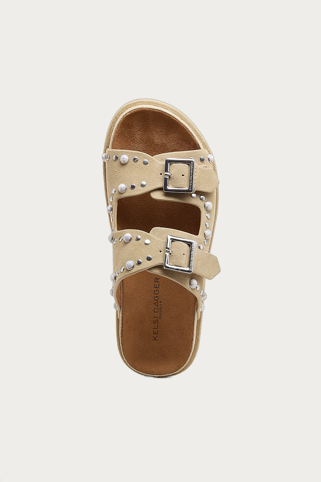 Stu Oatmeal Studded Suede Slide Sandal